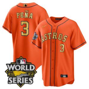 Astros 2023 World Series Orange Gold Jersey - All Stitched