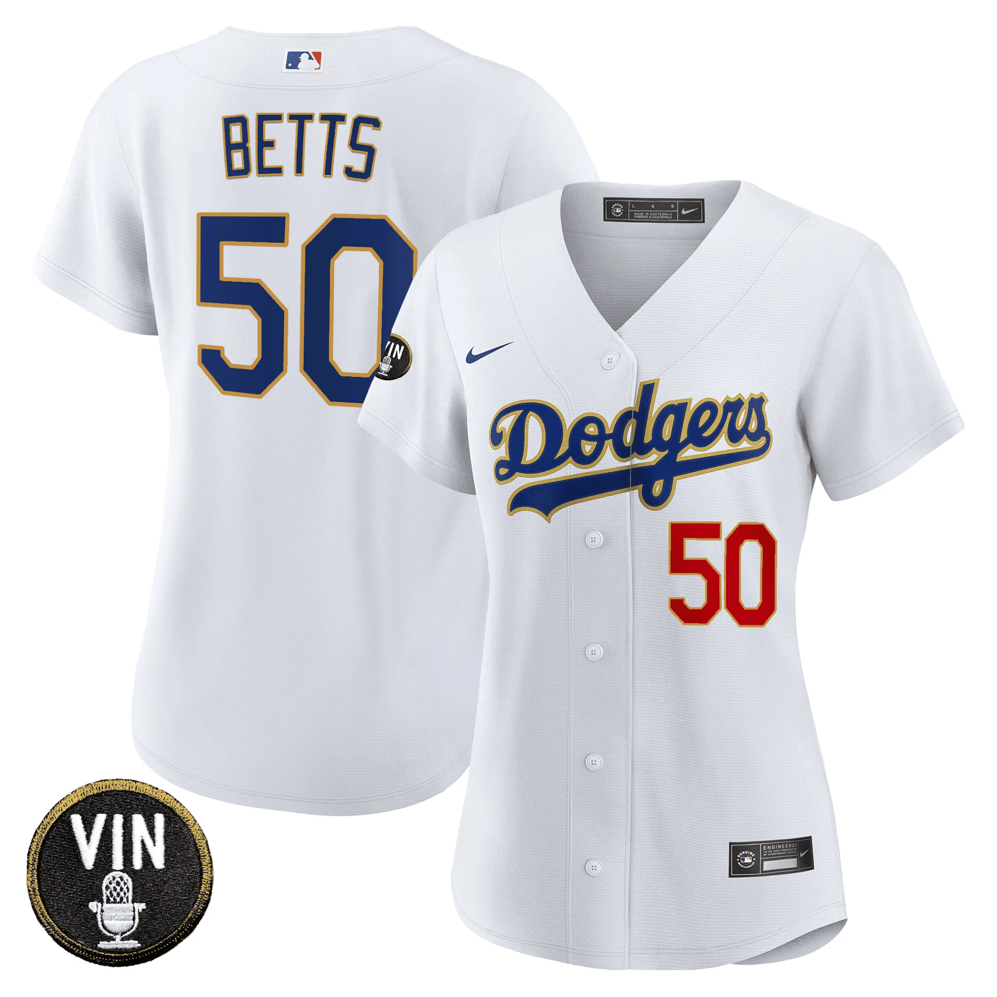 Women's Dodgers Vin Scully Patch Gold Trim Jersey - All Stitched - Image 23
