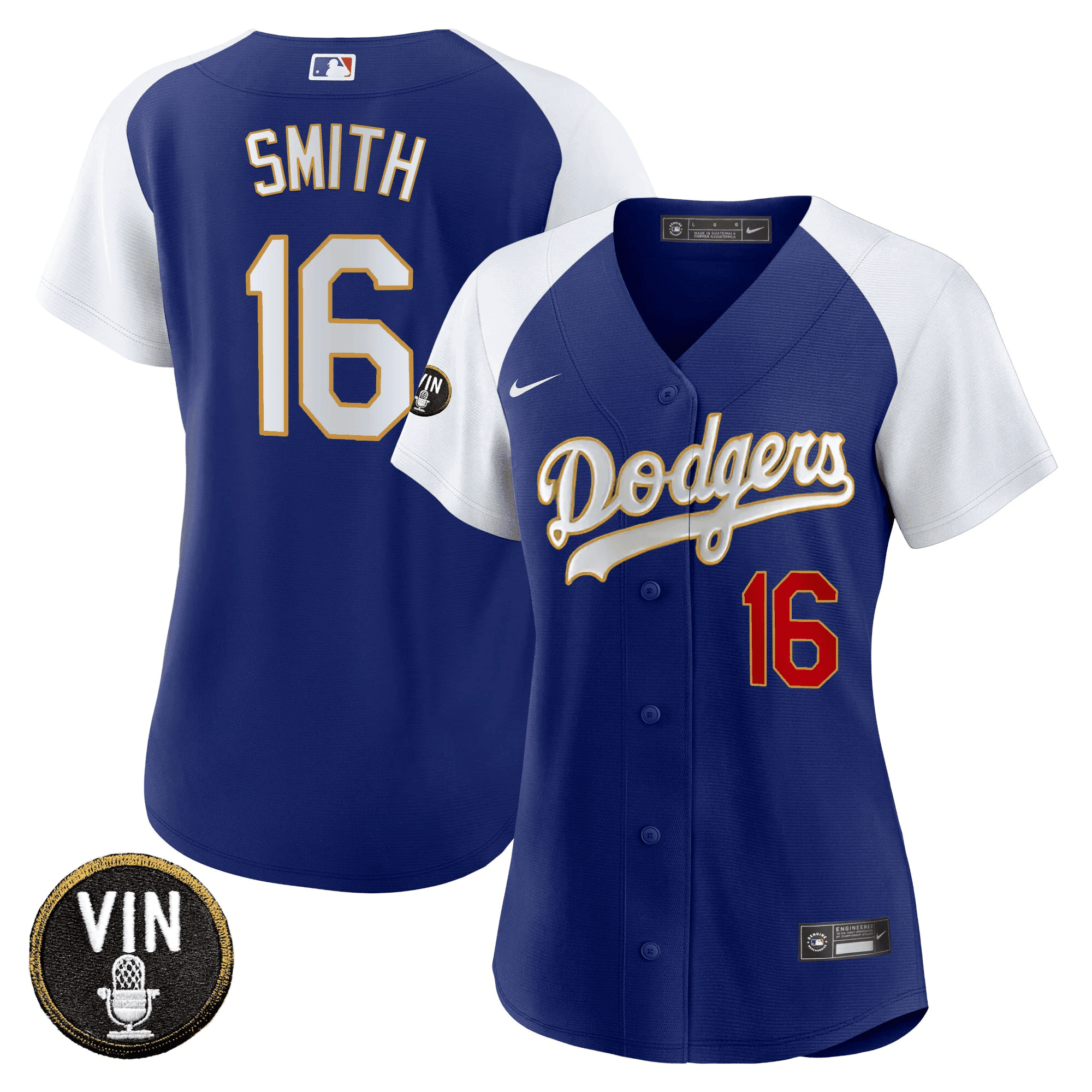 Women's Dodgers Vin Scully Patch Gold Trim Jersey - All Stitched - Image 15