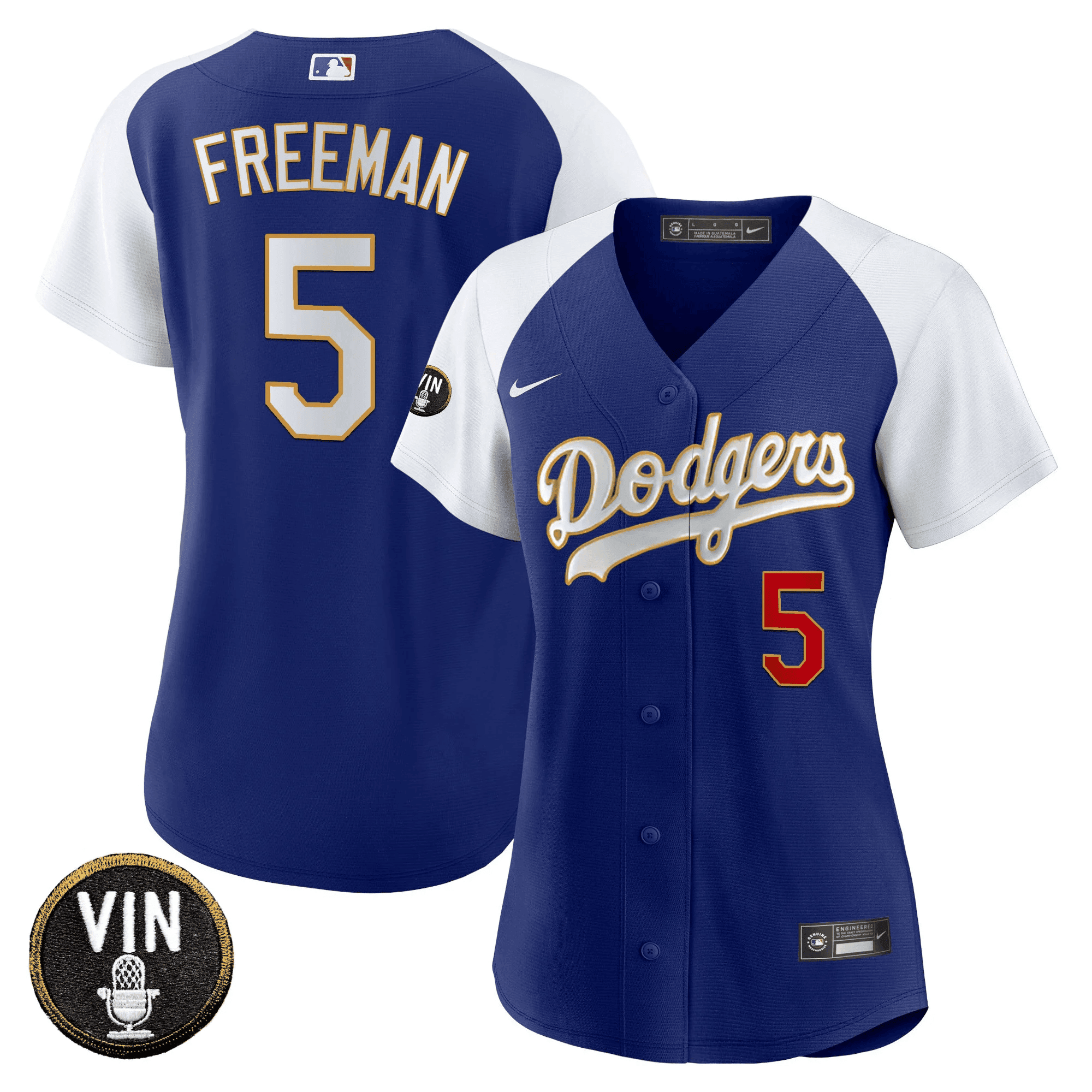 Women's Dodgers Vin Scully Patch Gold Trim Jersey - All Stitched - Image 12