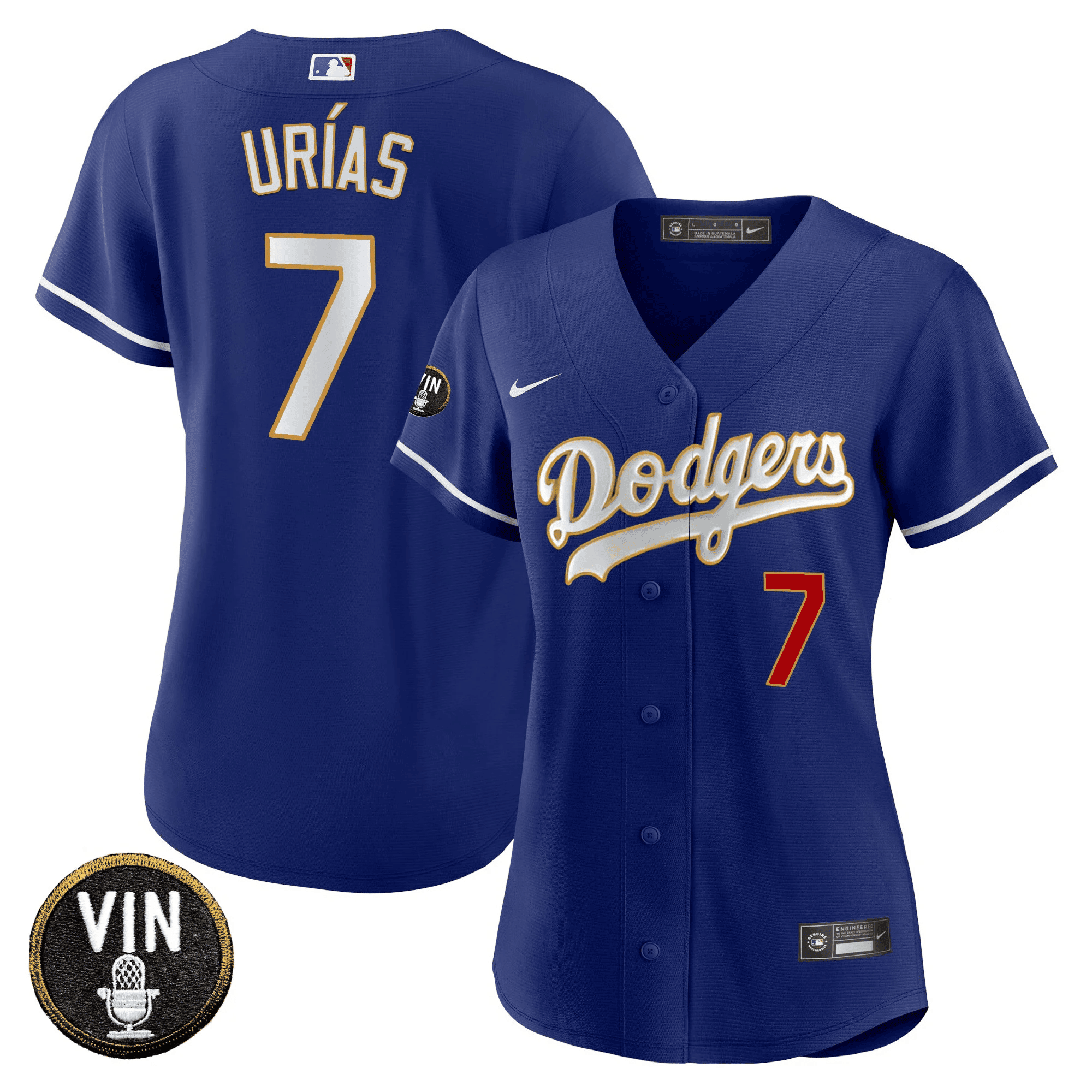 Women's Dodgers Vin Scully Patch Gold Trim Jersey - All Stitched - Image 39