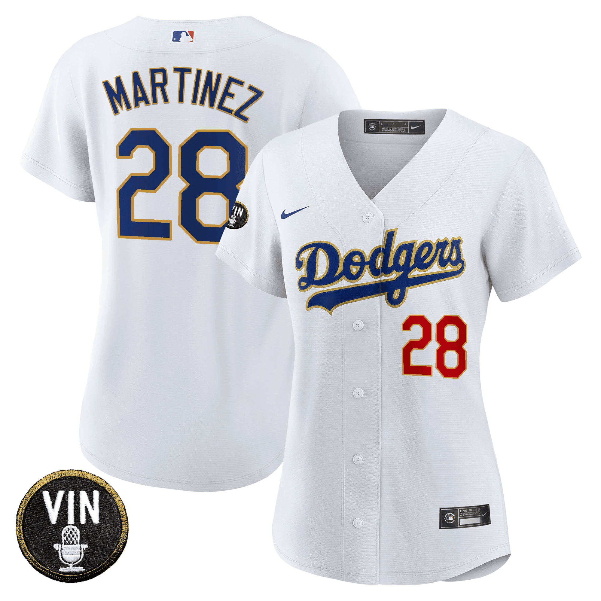 Women's Dodgers Vin Scully Patch Gold Trim Jersey - All Stitched - Image 27