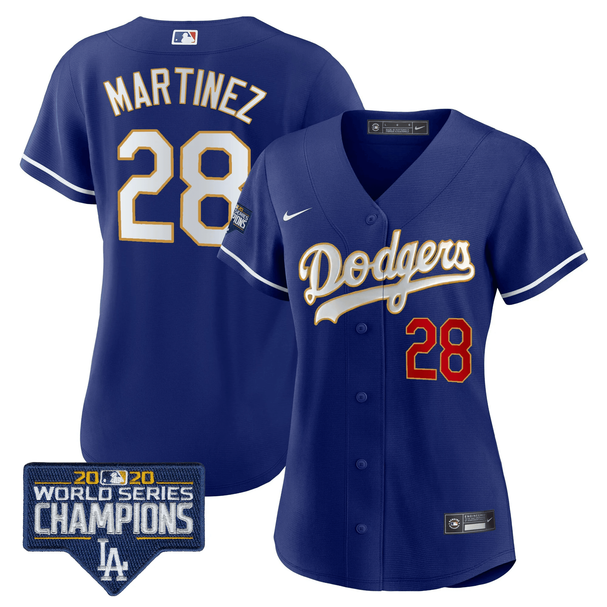 Women's Dodgers World Series Champions Patch Gold Trim Jersey - All Stitched - Image 33
