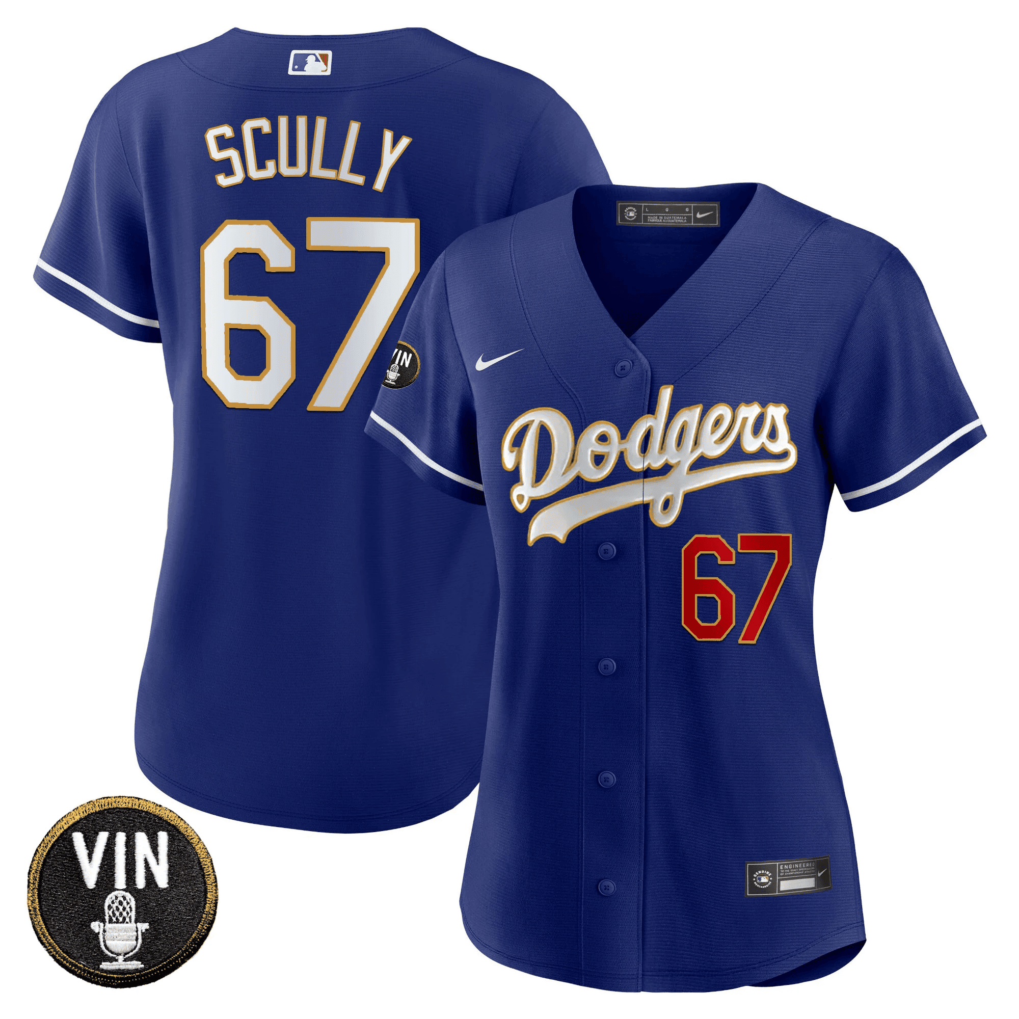 Women's Dodgers Vin Scully Patch Gold Trim Jersey - All Stitched - Image 34