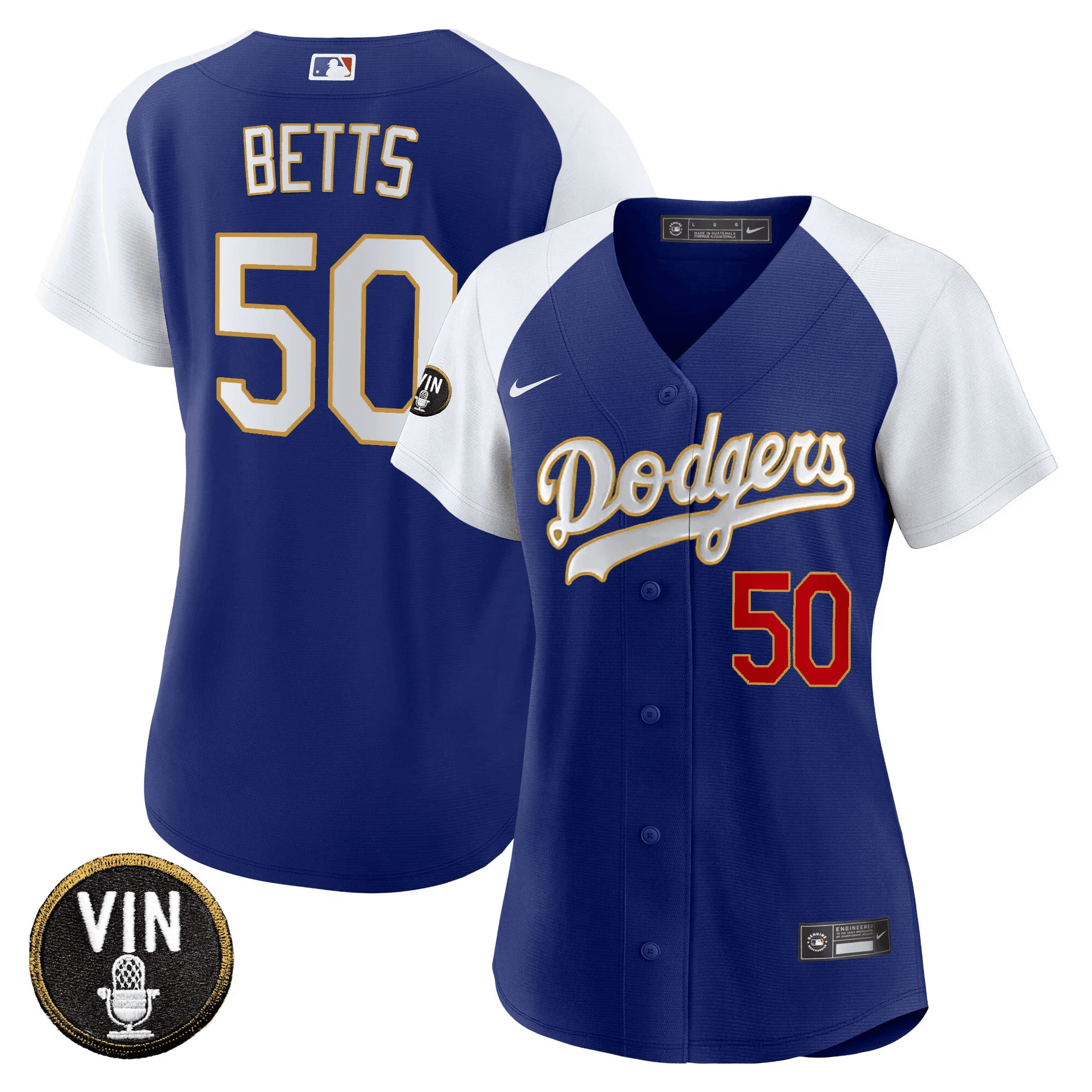 Women's Dodgers Vin Scully Patch Gold Trim Jersey - All Stitched - Image 13