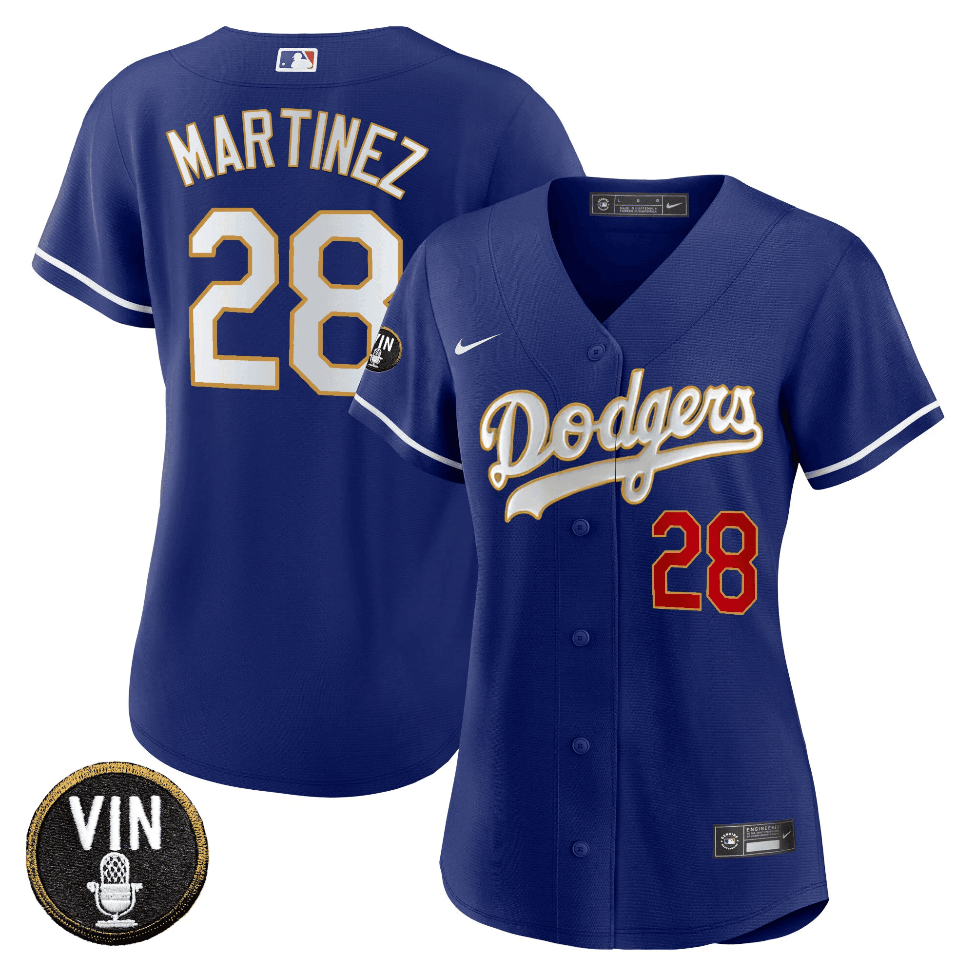 Women's Dodgers Vin Scully Patch Gold Trim Jersey - All Stitched - Image 37