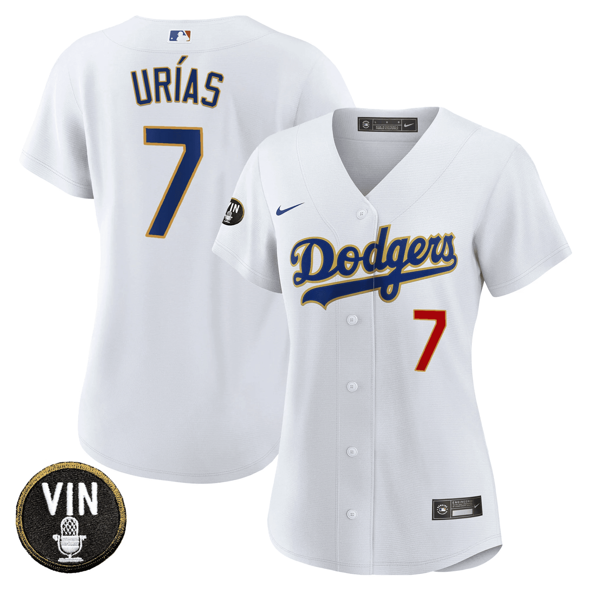 Women's Dodgers Vin Scully Patch Gold Trim Jersey - All Stitched - Image 29