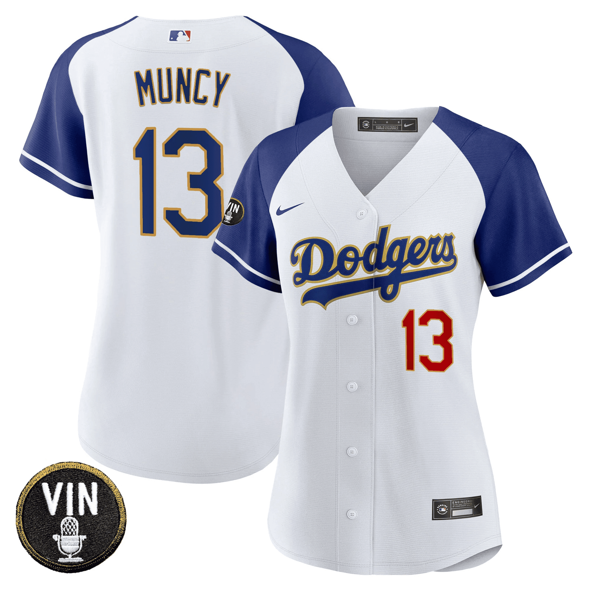 Women's Dodgers Vin Scully Patch Gold Trim Jersey - All Stitched - Image 6