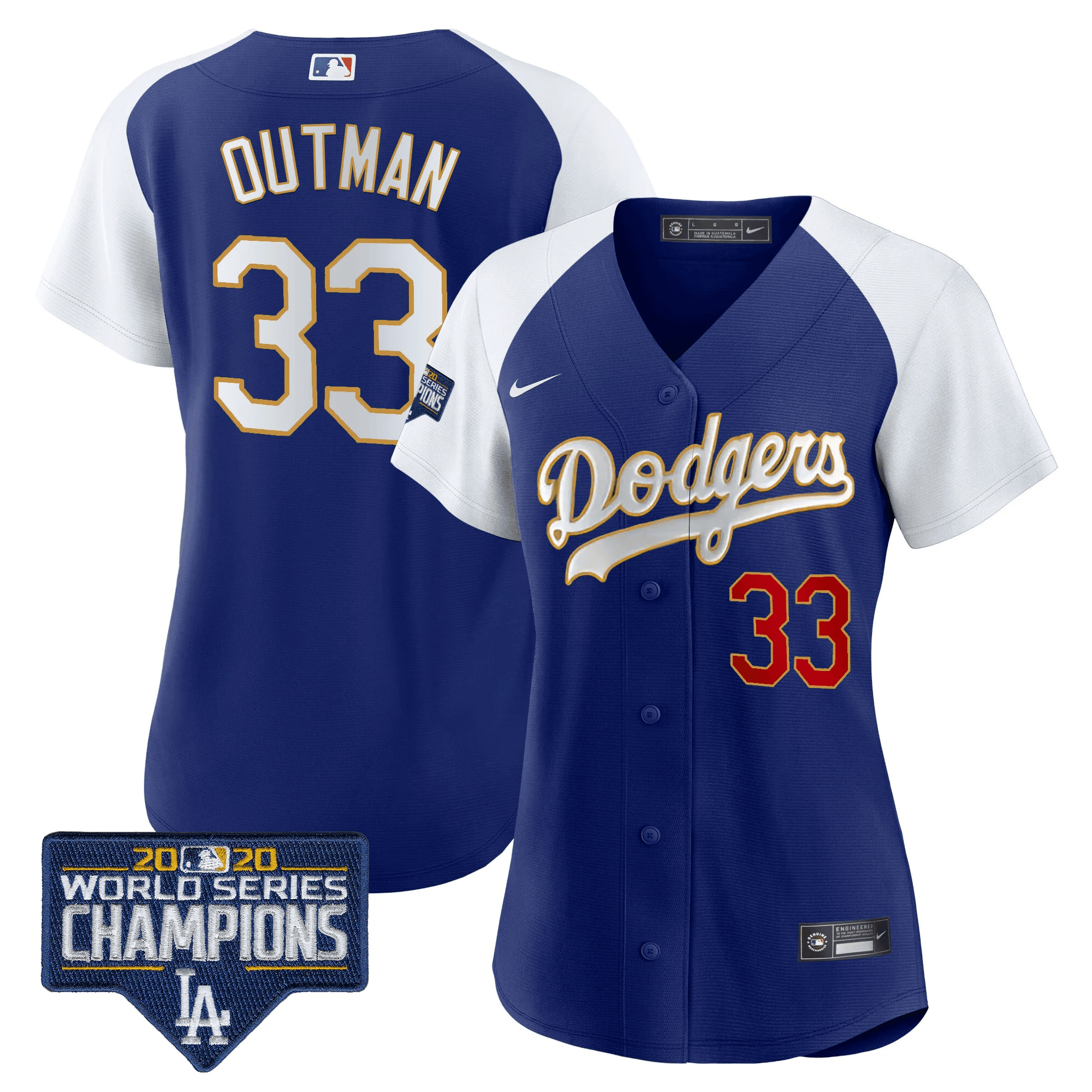 Women's Dodgers World Series Champions Patch Gold Trim Jersey - All Stitched - Image 16
