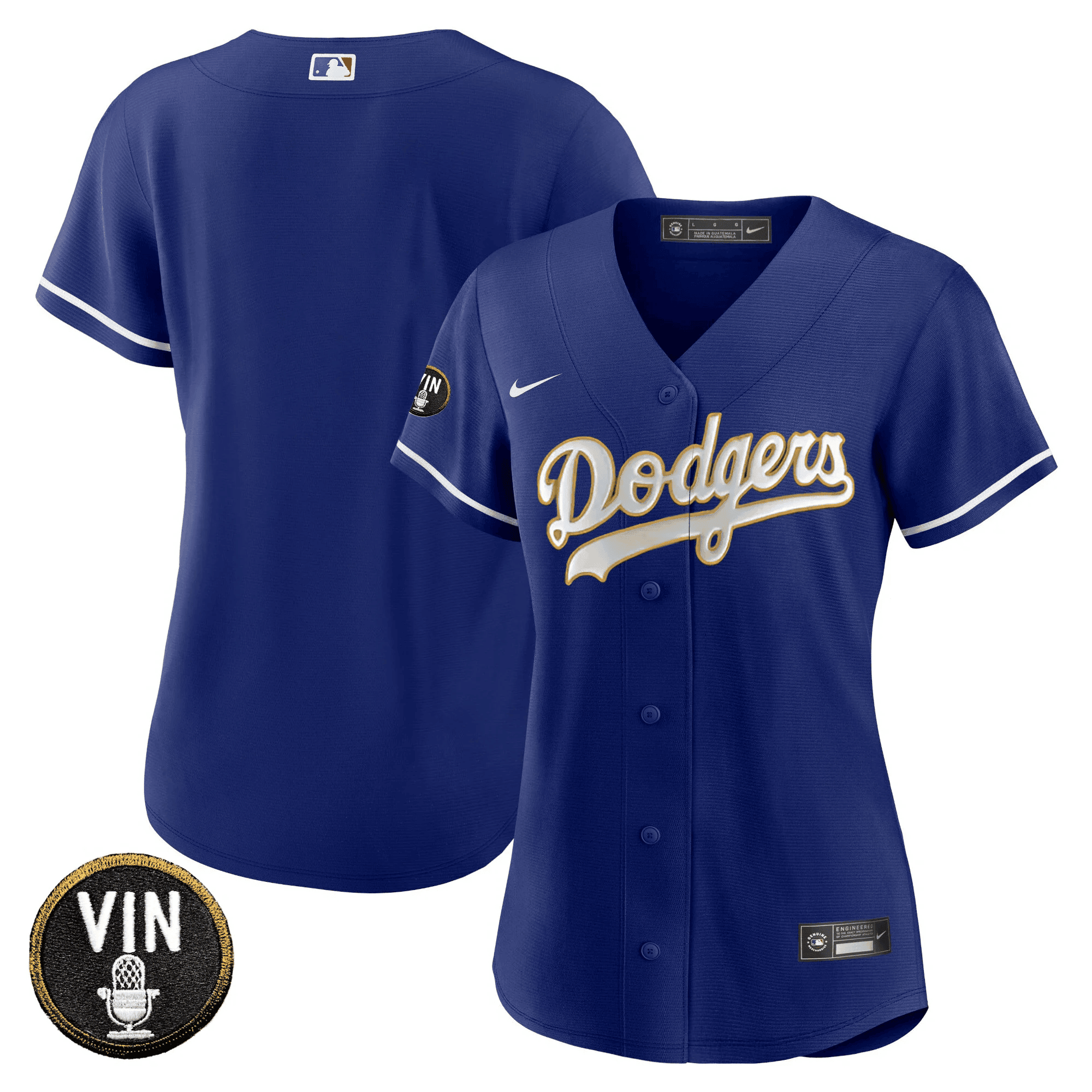 Women's Dodgers Vin Scully Patch Gold Trim Jersey - All Stitched - Image 40