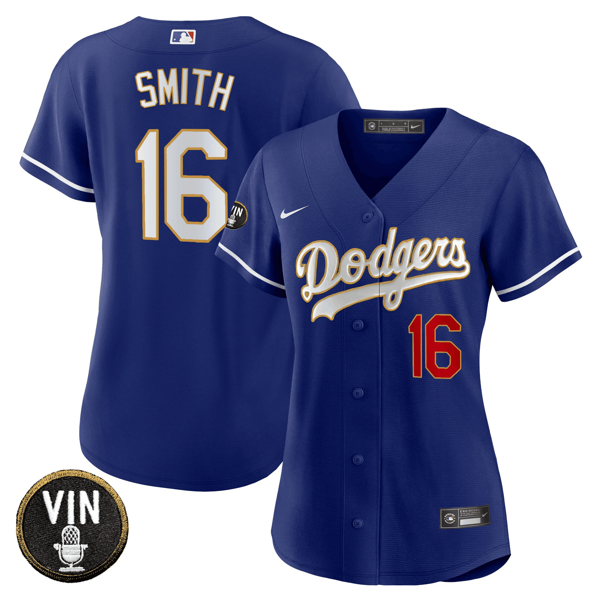 Women's Dodgers Vin Scully Patch Gold Trim Jersey - All Stitched - Image 35