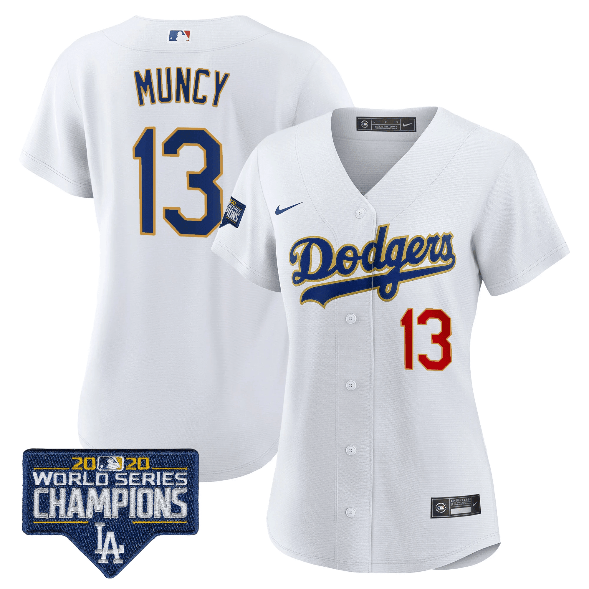 Women's Dodgers World Series Champions Patch Gold Trim Jersey - All Stitched - Image 23