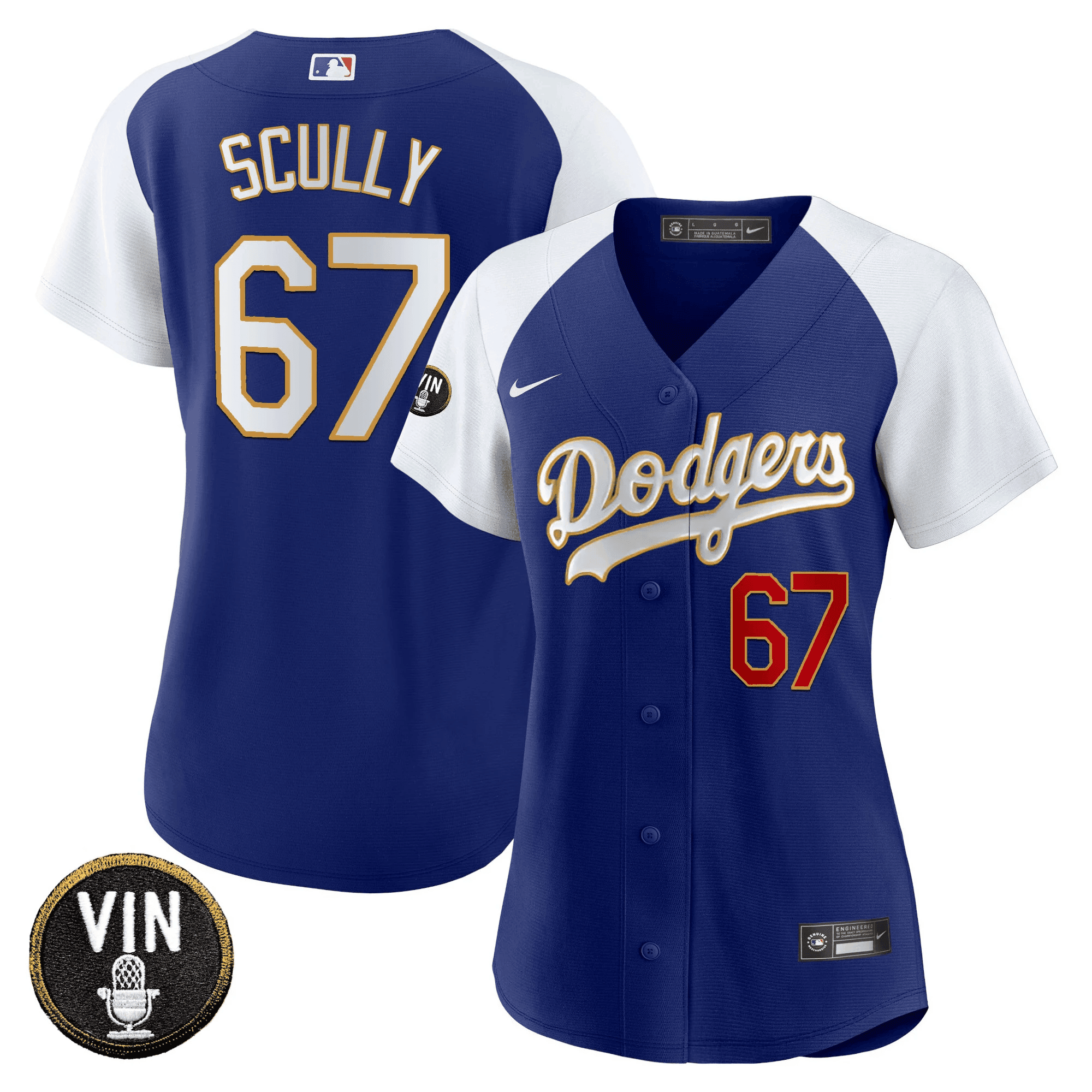 Women's Dodgers Vin Scully Patch Gold Trim Jersey - All Stitched - Image 14