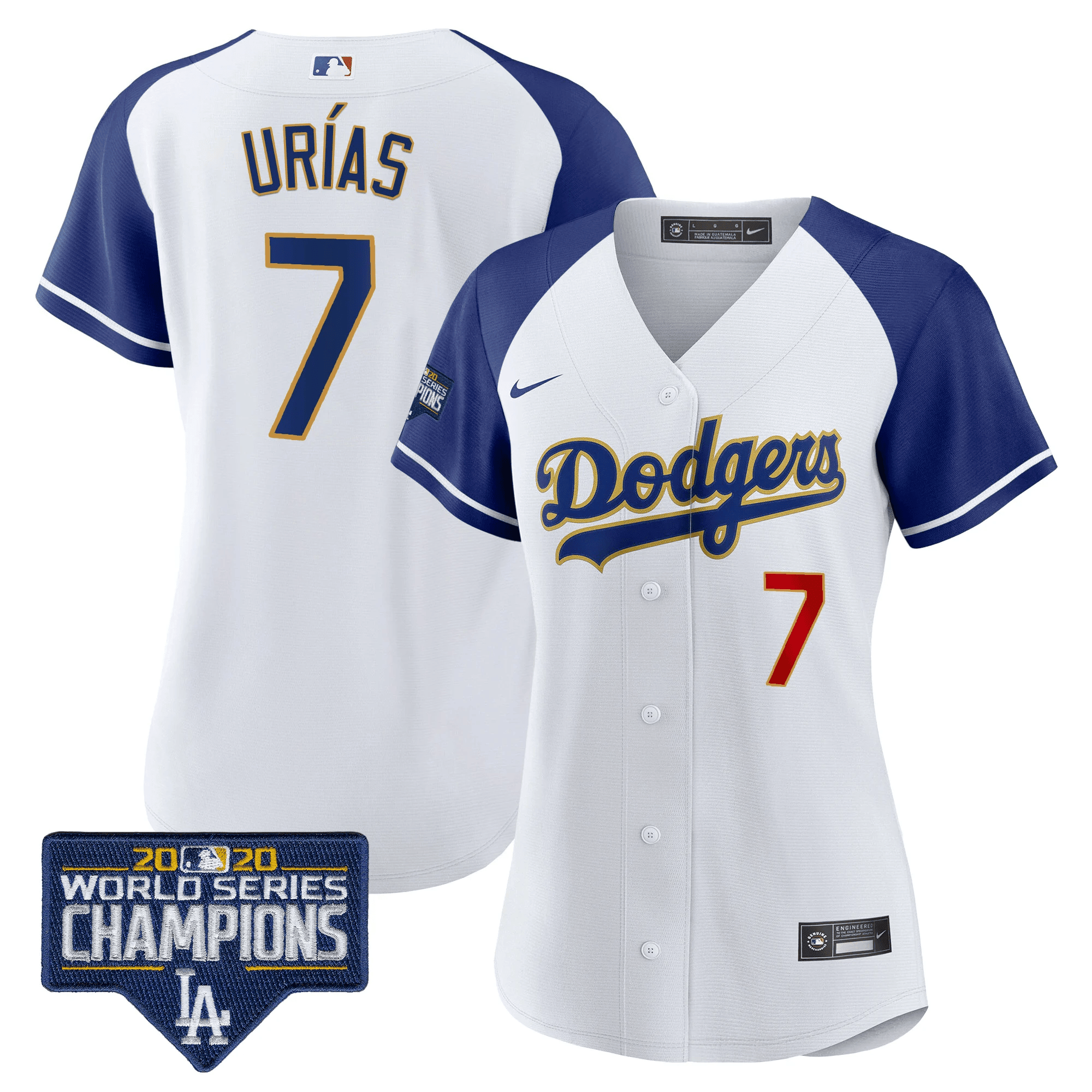 Women's Dodgers World Series Champions Patch Gold Trim Jersey - All Stitched - Image 8