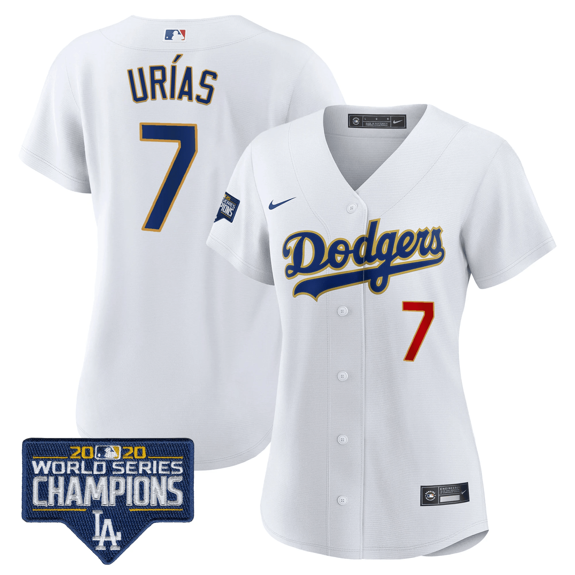 Women's Dodgers World Series Champions Patch Gold Trim Jersey - All Stitched - Image 26