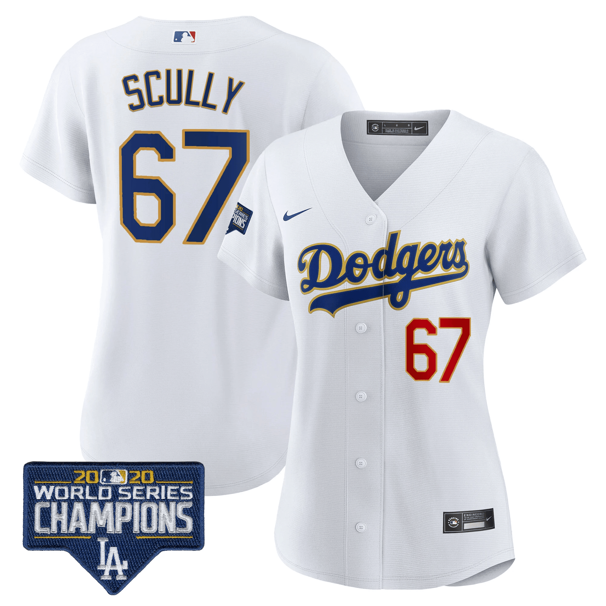 Women's Dodgers World Series Champions Patch Gold Trim Jersey - All Stitched - Image 21