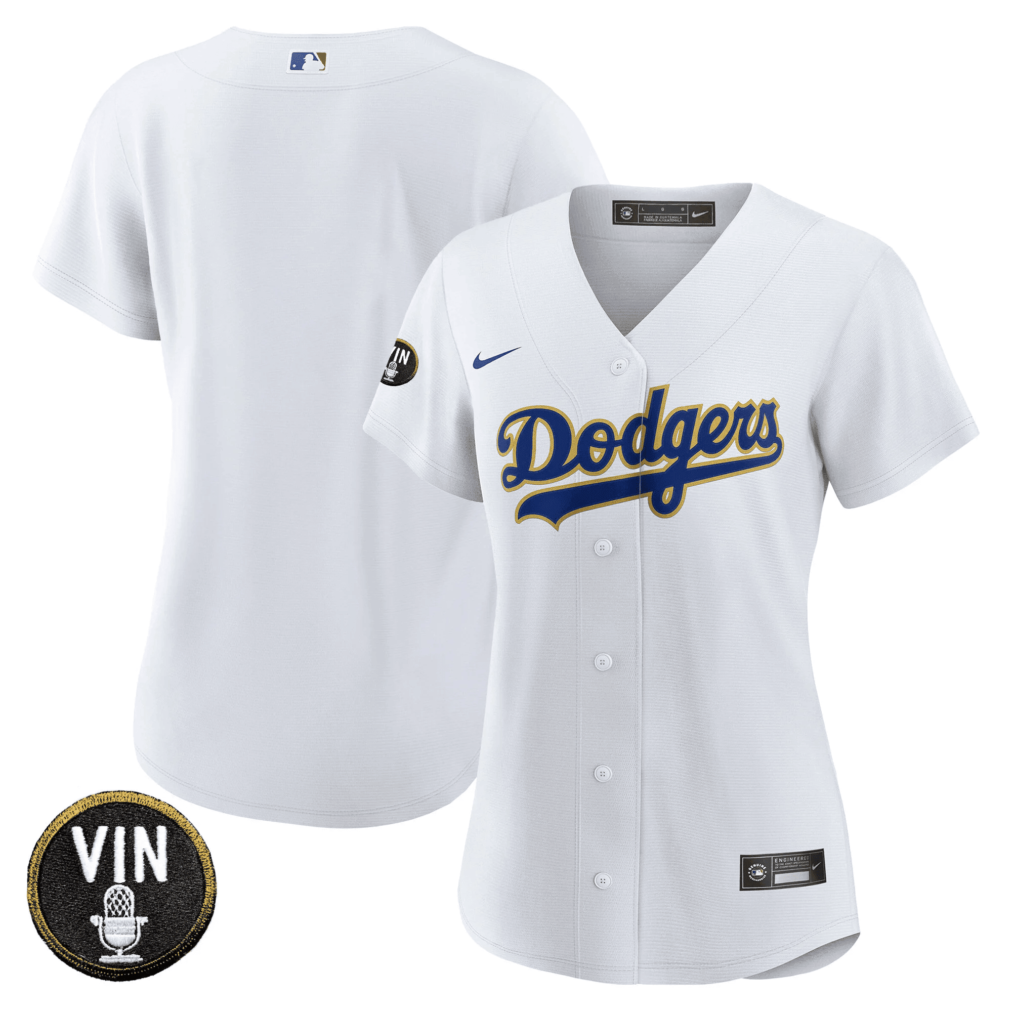 Women's Dodgers Vin Scully Patch Gold Trim Jersey - All Stitched - Image 30