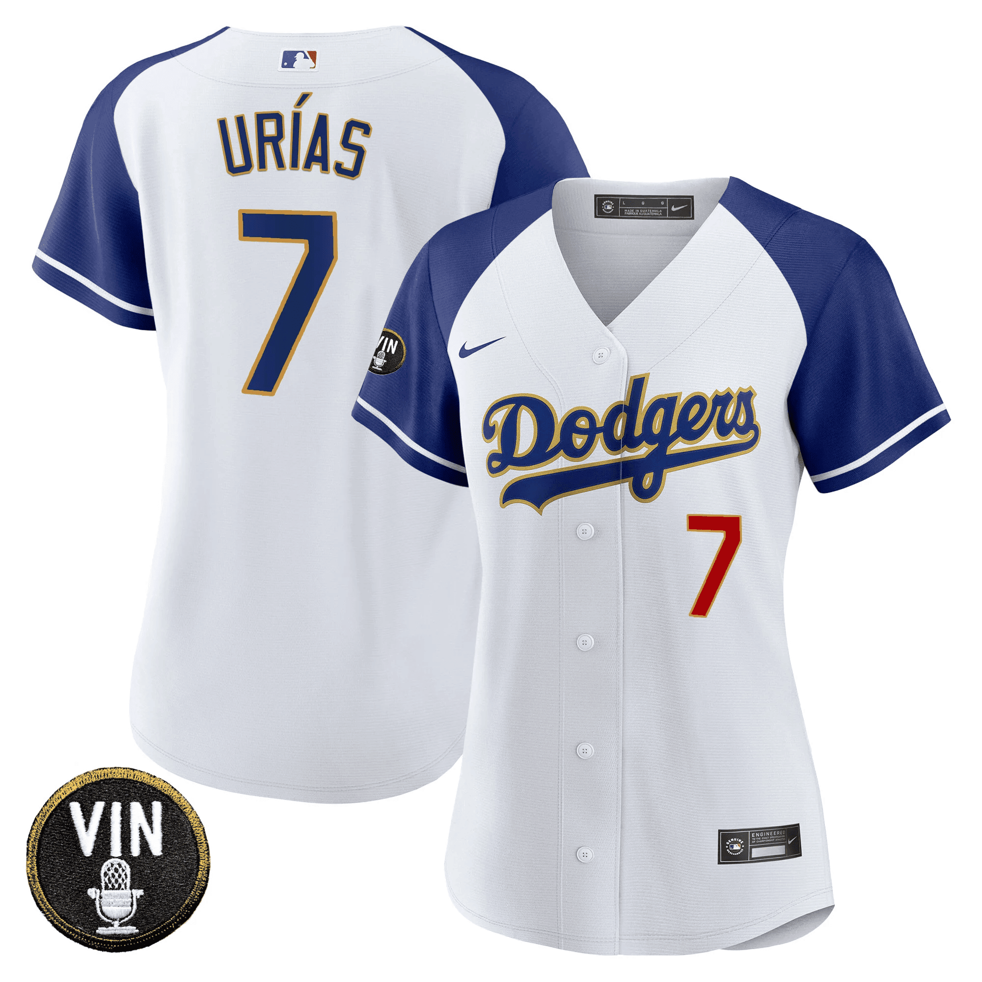 Women's Dodgers Vin Scully Patch Gold Trim Jersey - All Stitched - Image 9