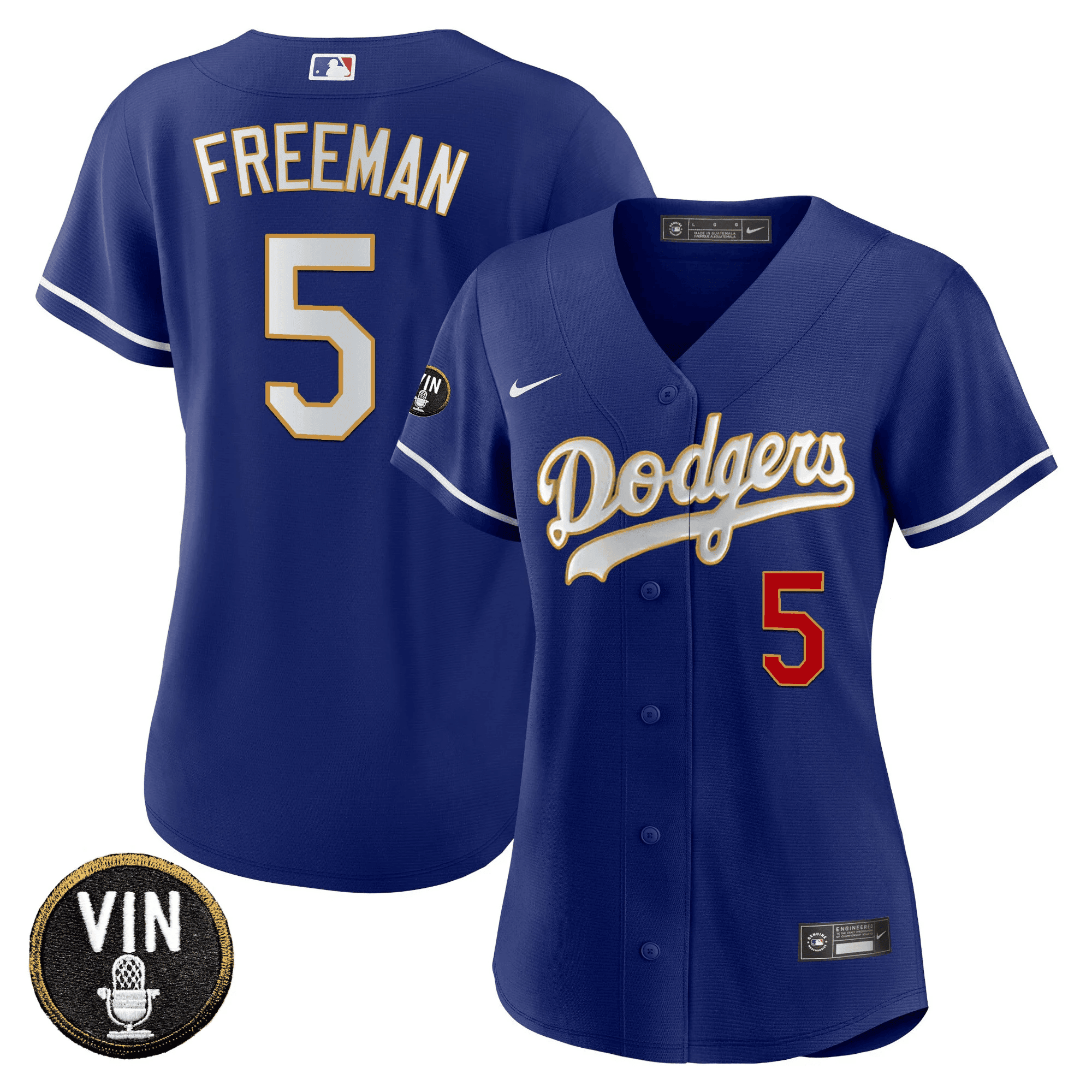 Women's Dodgers Vin Scully Patch Gold Trim Jersey - All Stitched - Image 32