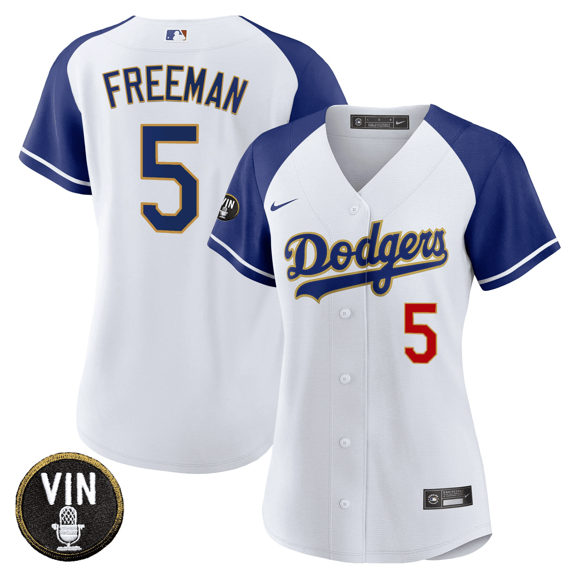 Women's Dodgers Vin Scully Patch Gold Trim Jersey - All Stitched - Image 2