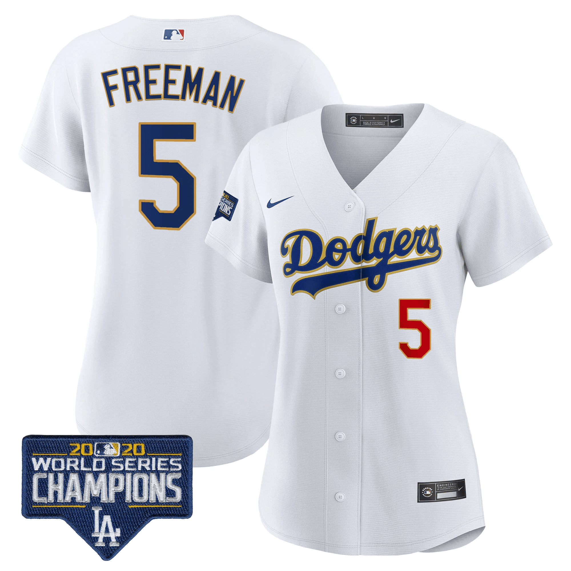Women's Dodgers World Series Champions Patch Gold Trim Jersey - All Stitched - Image 19