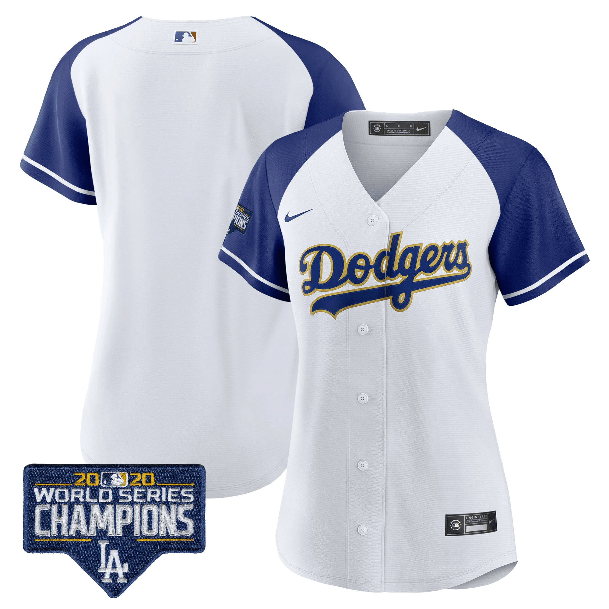 Women's Dodgers World Series Champions Patch Gold Trim Jersey - All Stitched - Image 9