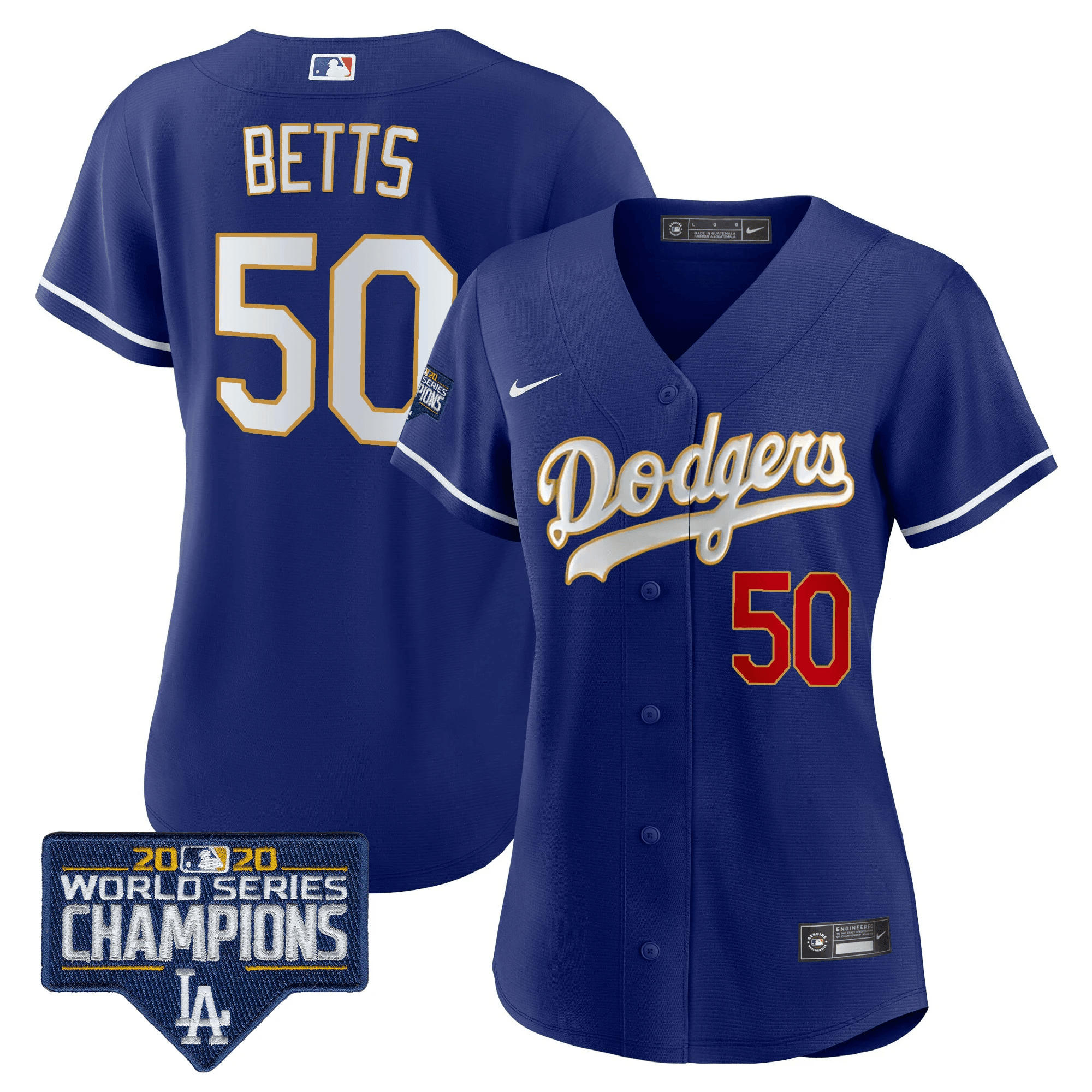 Women's Dodgers World Series Champions Patch Gold Trim Jersey - All Stitched - Image 29