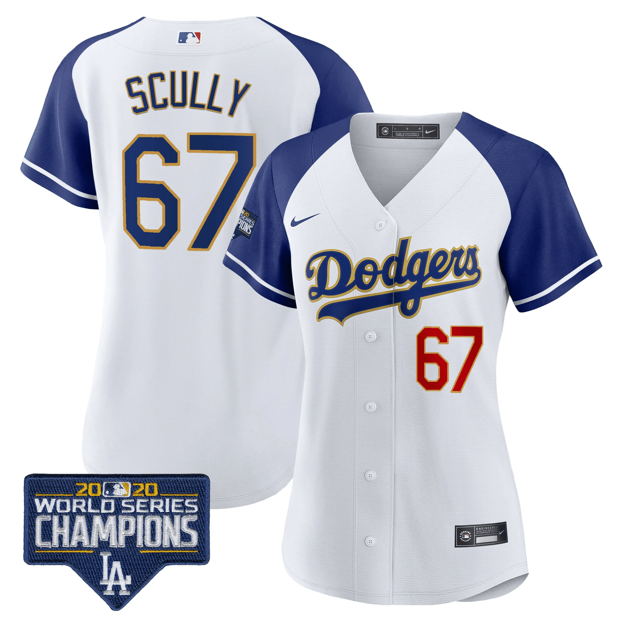 Women's Dodgers World Series Champions Patch Gold Trim Jersey - All Stitched - Image 3
