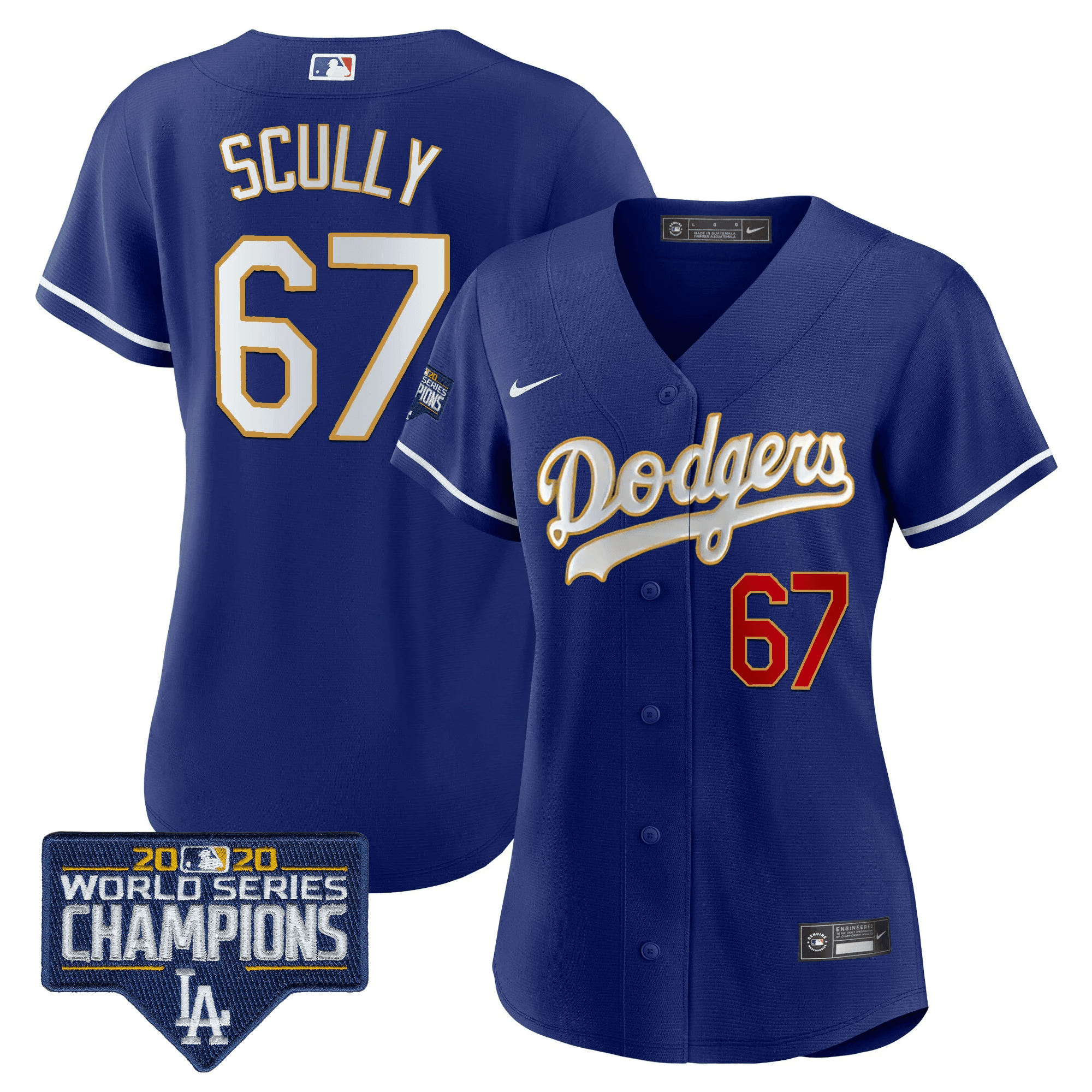 Women's Dodgers World Series Champions Patch Gold Trim Jersey - All Stitched - Image 30
