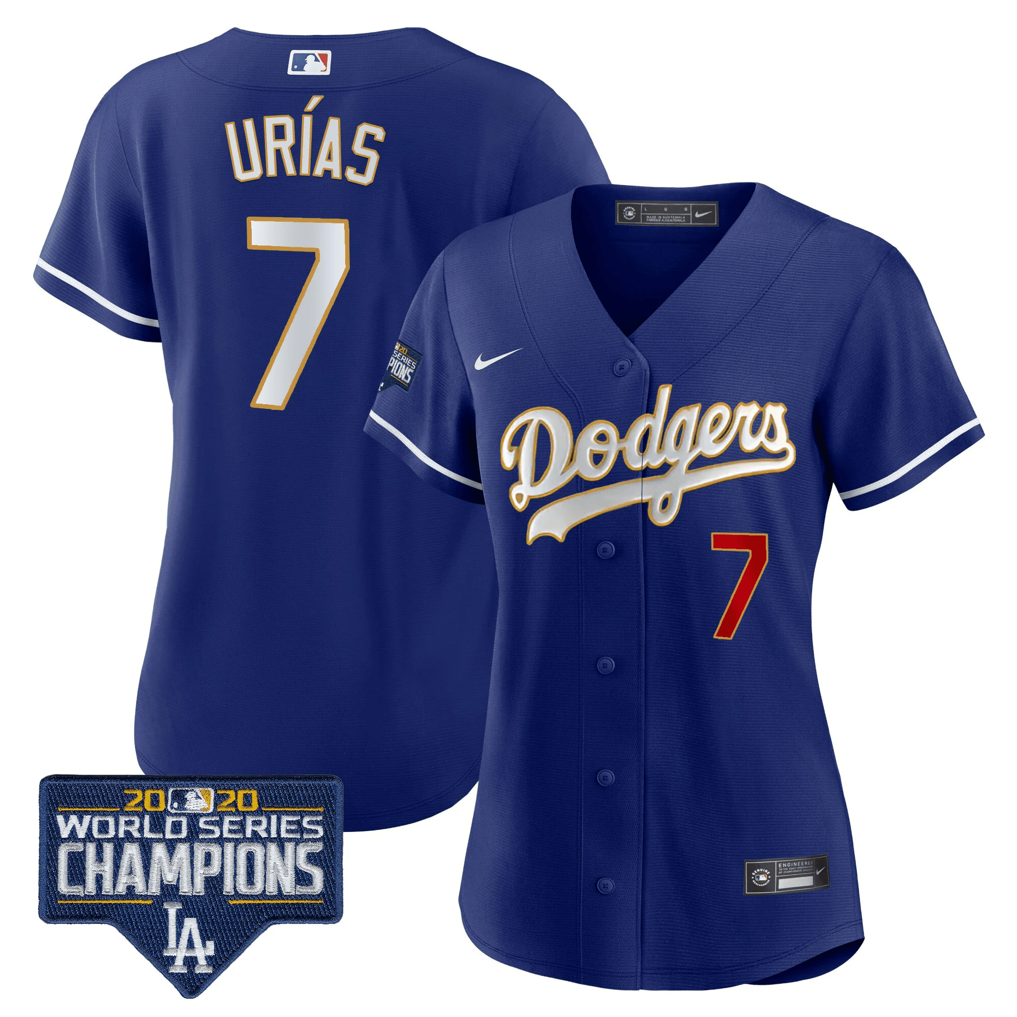 Women's Dodgers World Series Champions Patch Gold Trim Jersey - All Stitched - Image 35