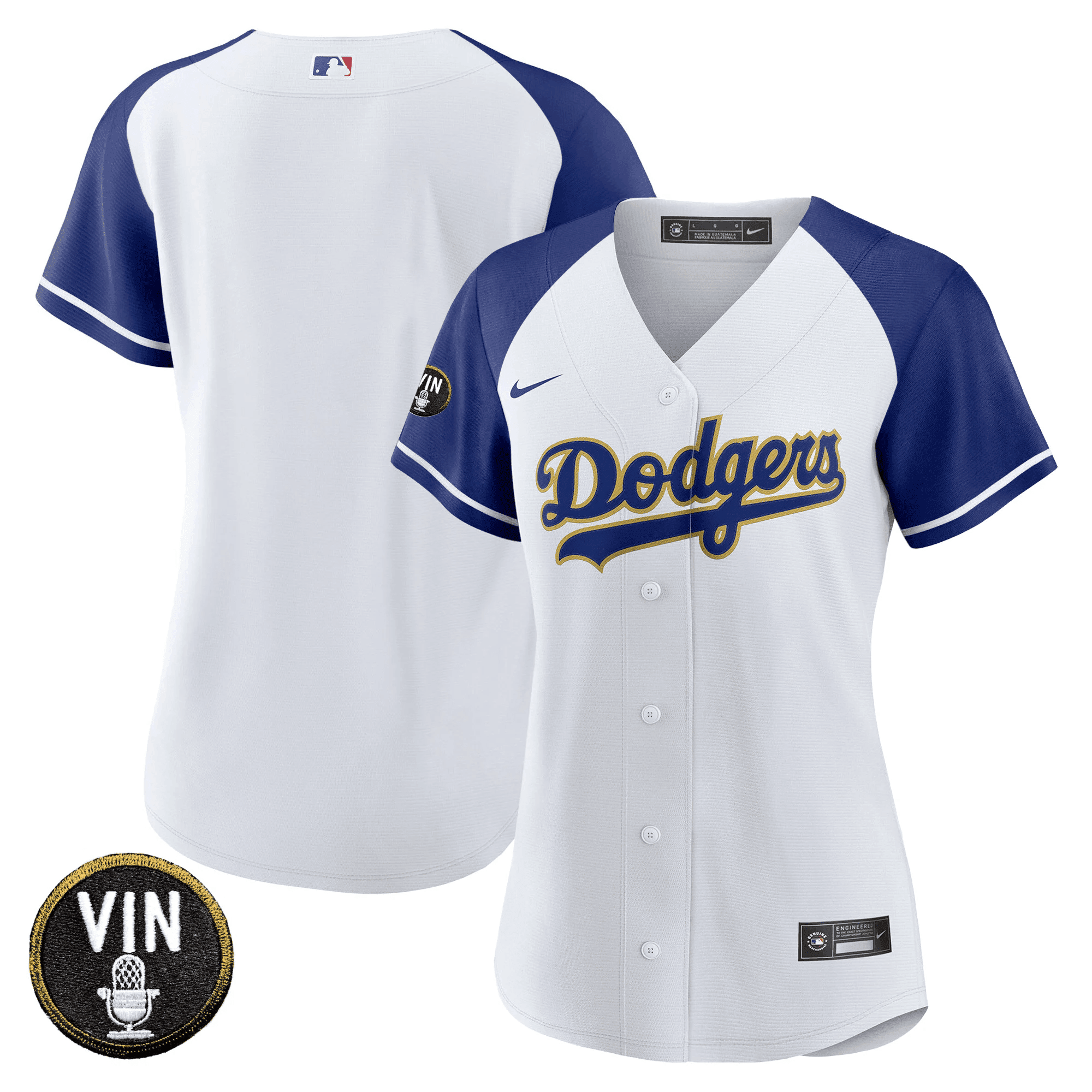Women's Dodgers Vin Scully Patch Gold Trim Jersey - All Stitched - Image 10
