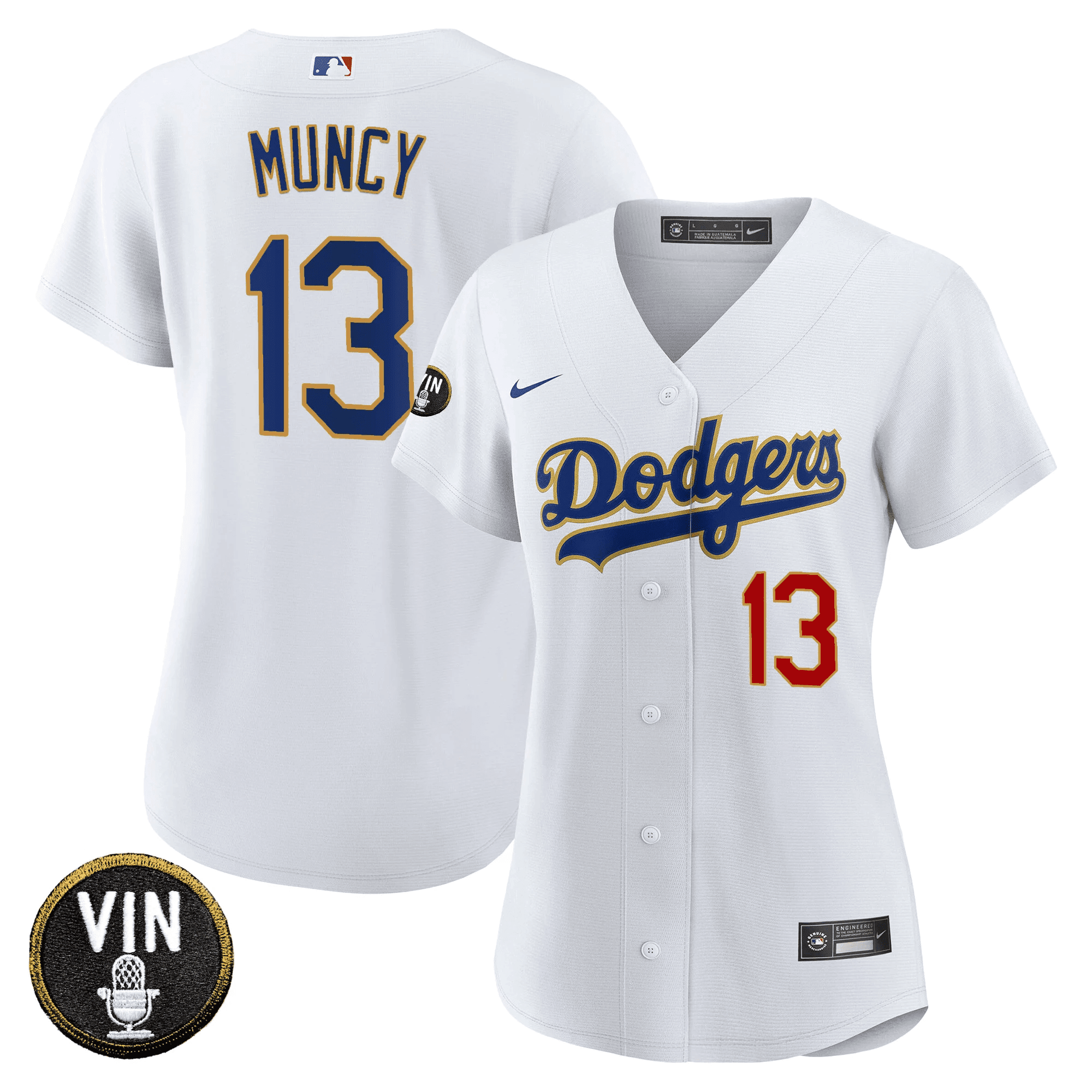Women's Dodgers Vin Scully Patch Gold Trim Jersey - All Stitched - Image 26