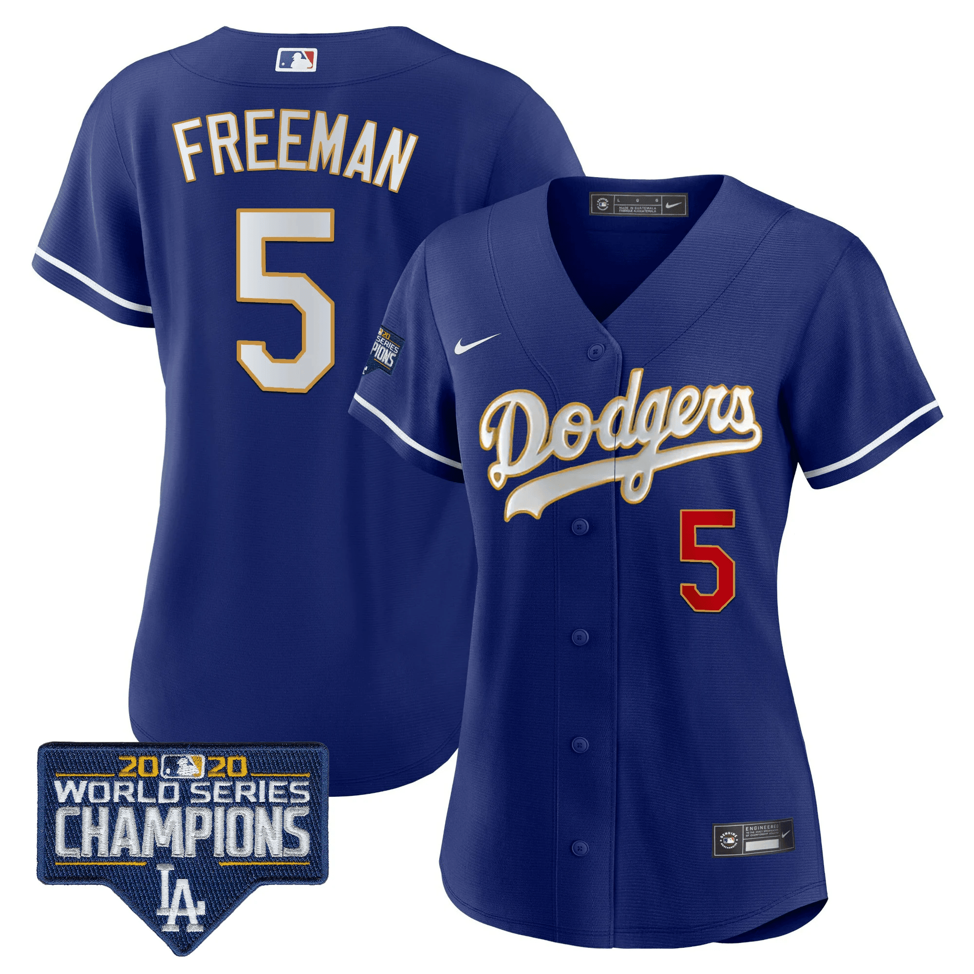 Women's Dodgers World Series Champions Patch Gold Trim Jersey - All Stitched - Image 28