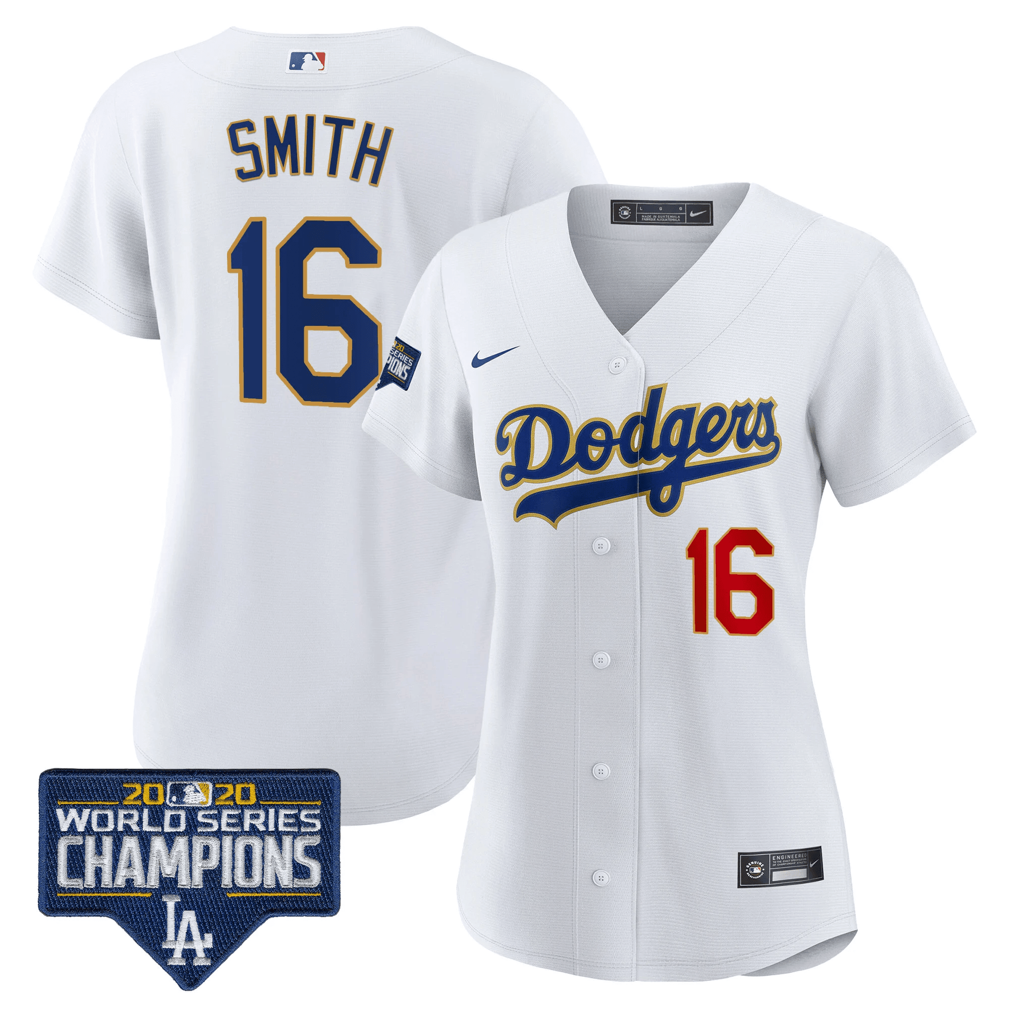 Women's Dodgers World Series Champions Patch Gold Trim Jersey - All Stitched - Image 22
