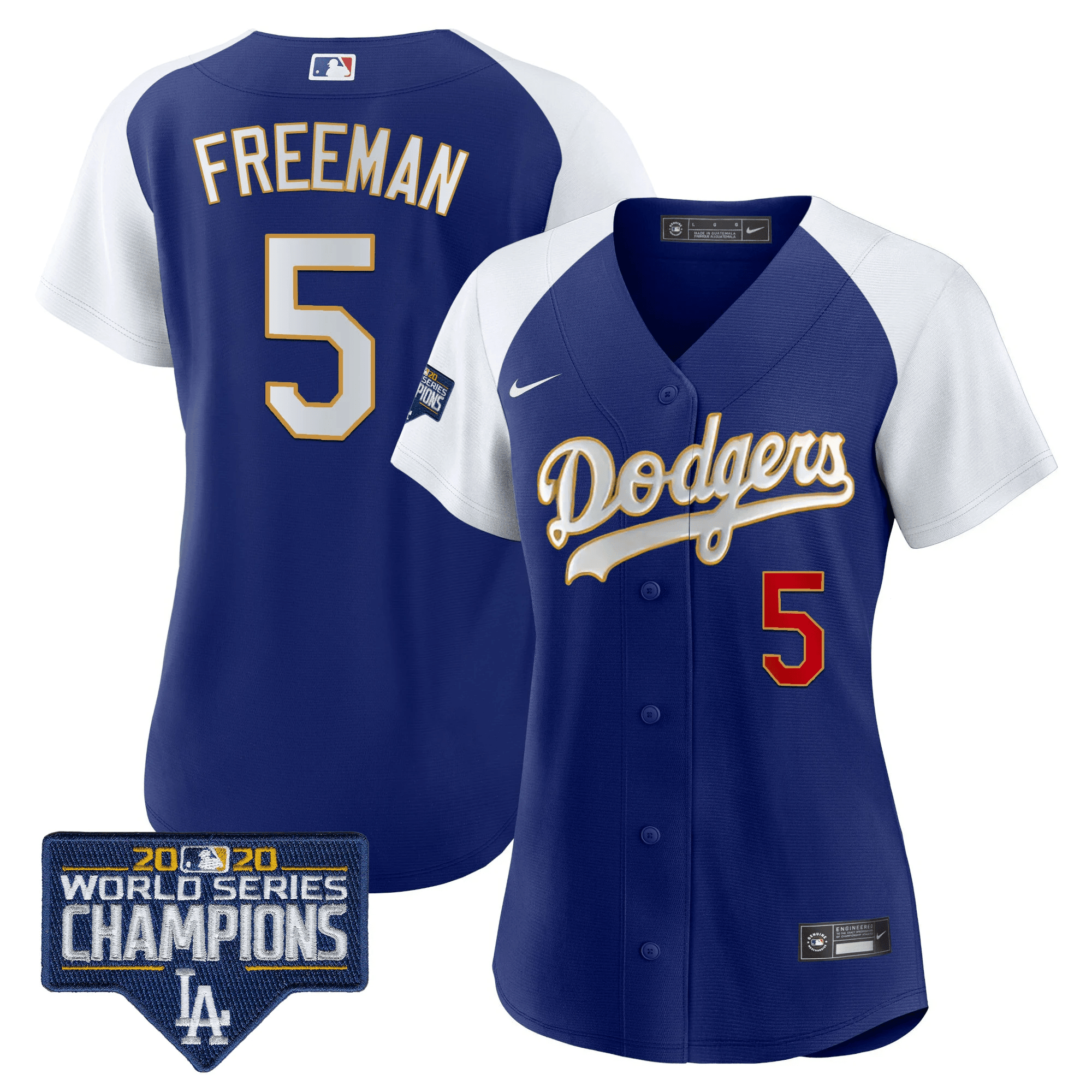 Women's Dodgers World Series Champions Patch Gold Trim Jersey - All Stitched - Image 10