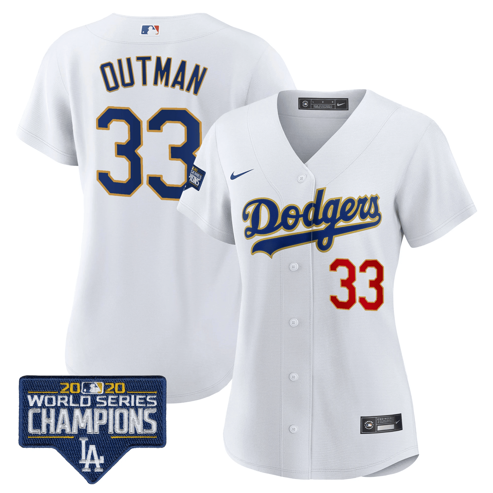 Women's Dodgers World Series Champions Patch Gold Trim Jersey - All Stitched - Image 25