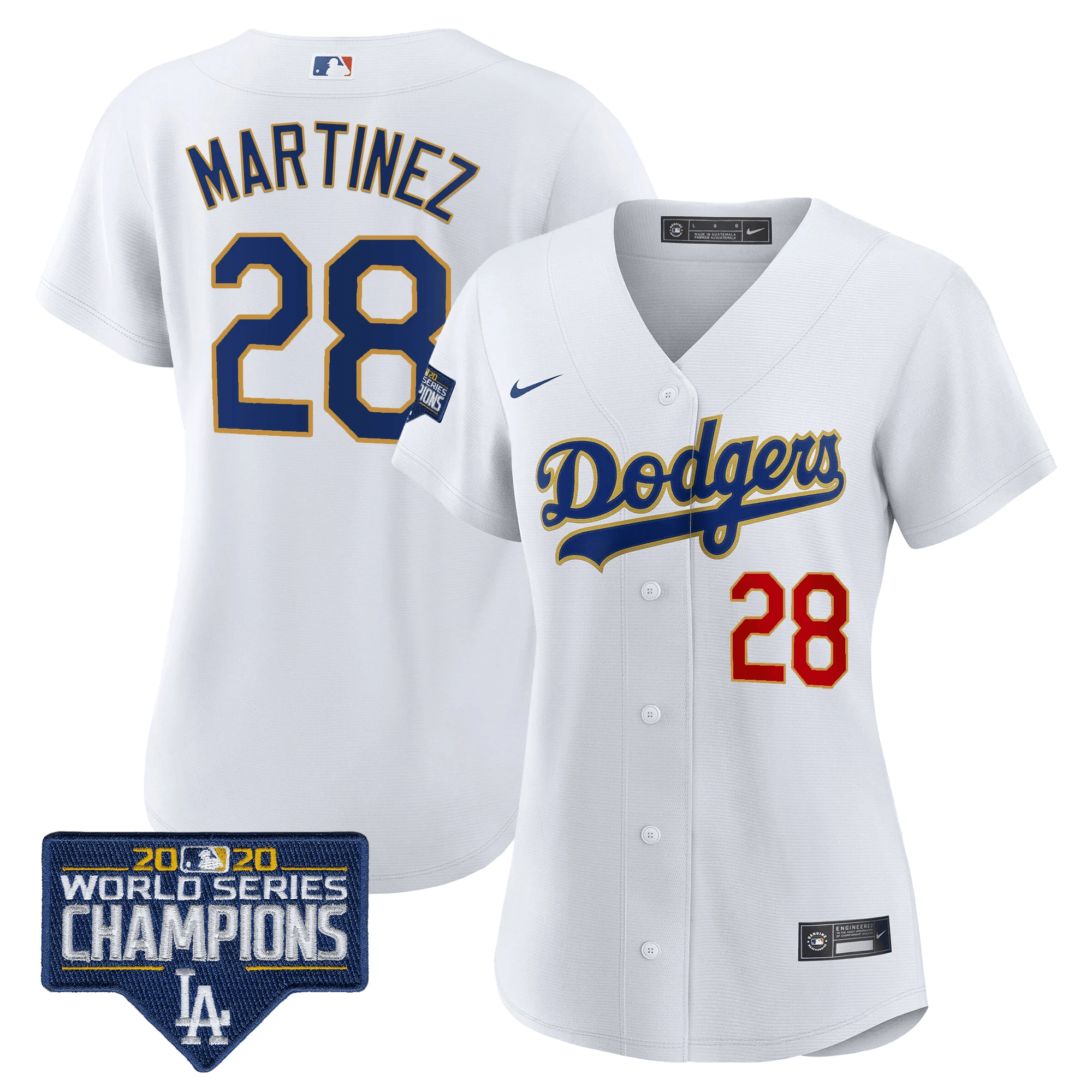 Women's Dodgers World Series Champions Patch Gold Trim Jersey - All Stitched - Image 24