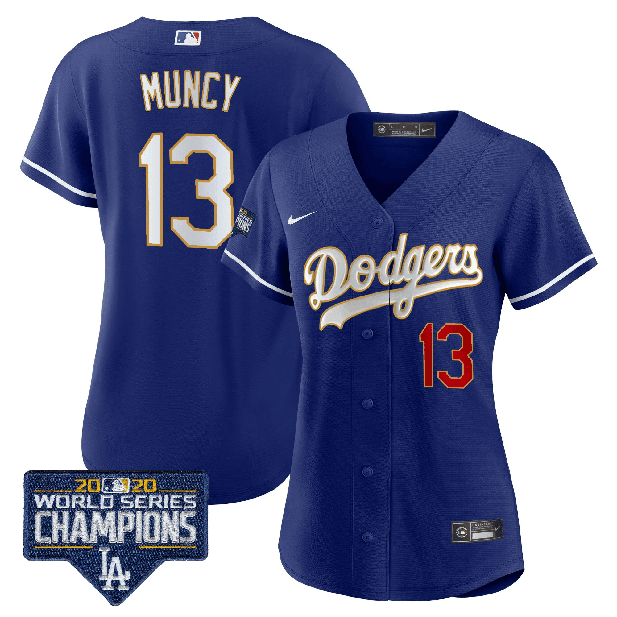 Women's Dodgers World Series Champions Patch Gold Trim Jersey - All Stitched - Image 32