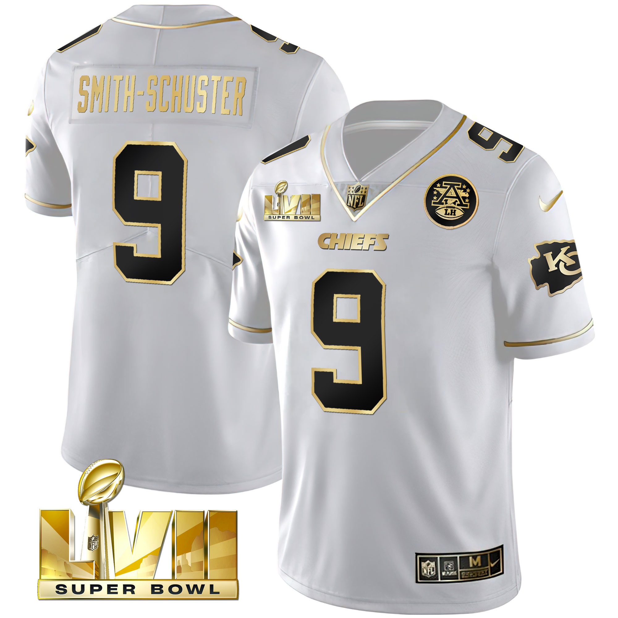 Men's JuJu Smith-Schuster Chiefs White Gold & Black Gold Jersey - All Stitched - Image 2