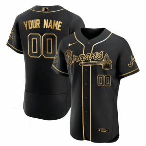 Atlanta Braves Black Gold & White Gold Custom Jersey - All Stitched
