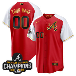Atlanta Braves Red White Alternate Custom Jersey - All Stitched
