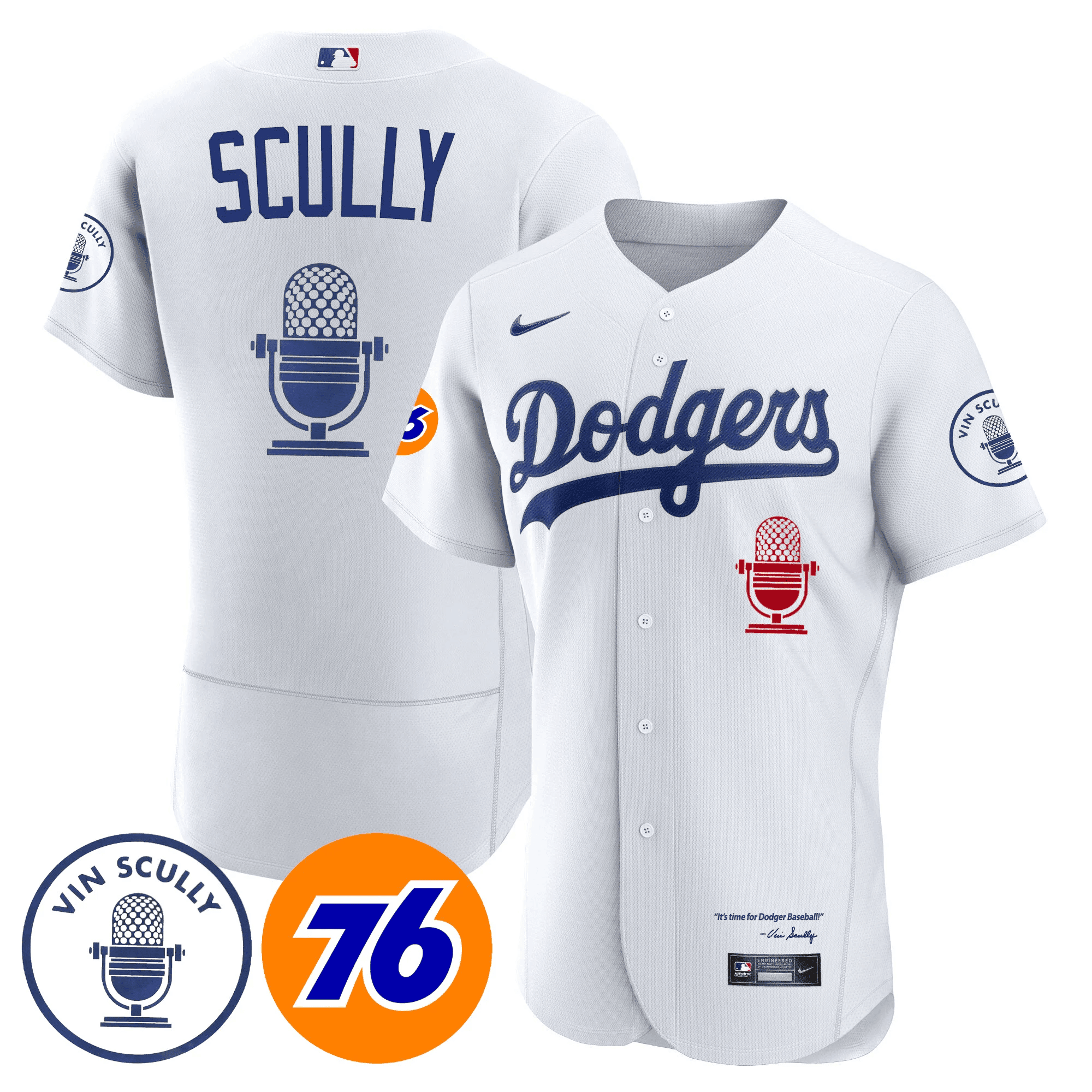 Men's Los Angeles Dodgers Vin Scully 76 Patch Jersey - All Stitched