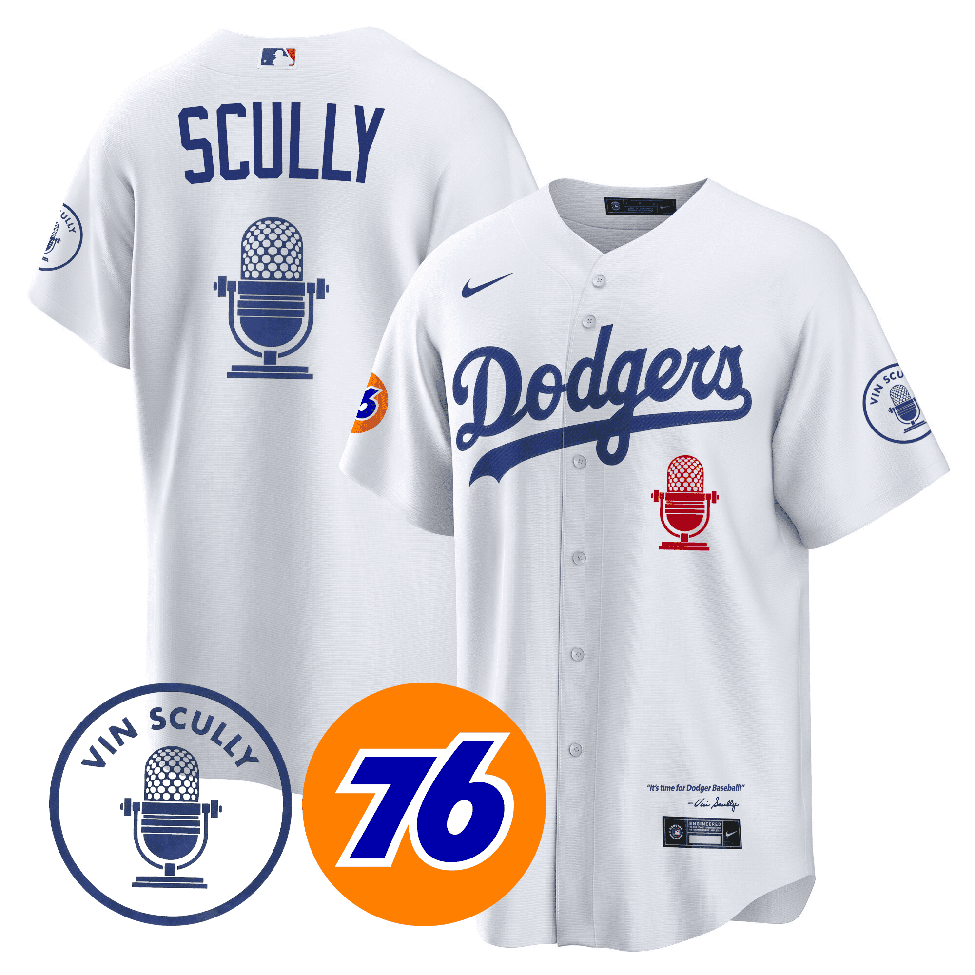 Men's Los Angeles Dodgers Vin Scully 76 Patch Jersey - All Stitched - Image 2
