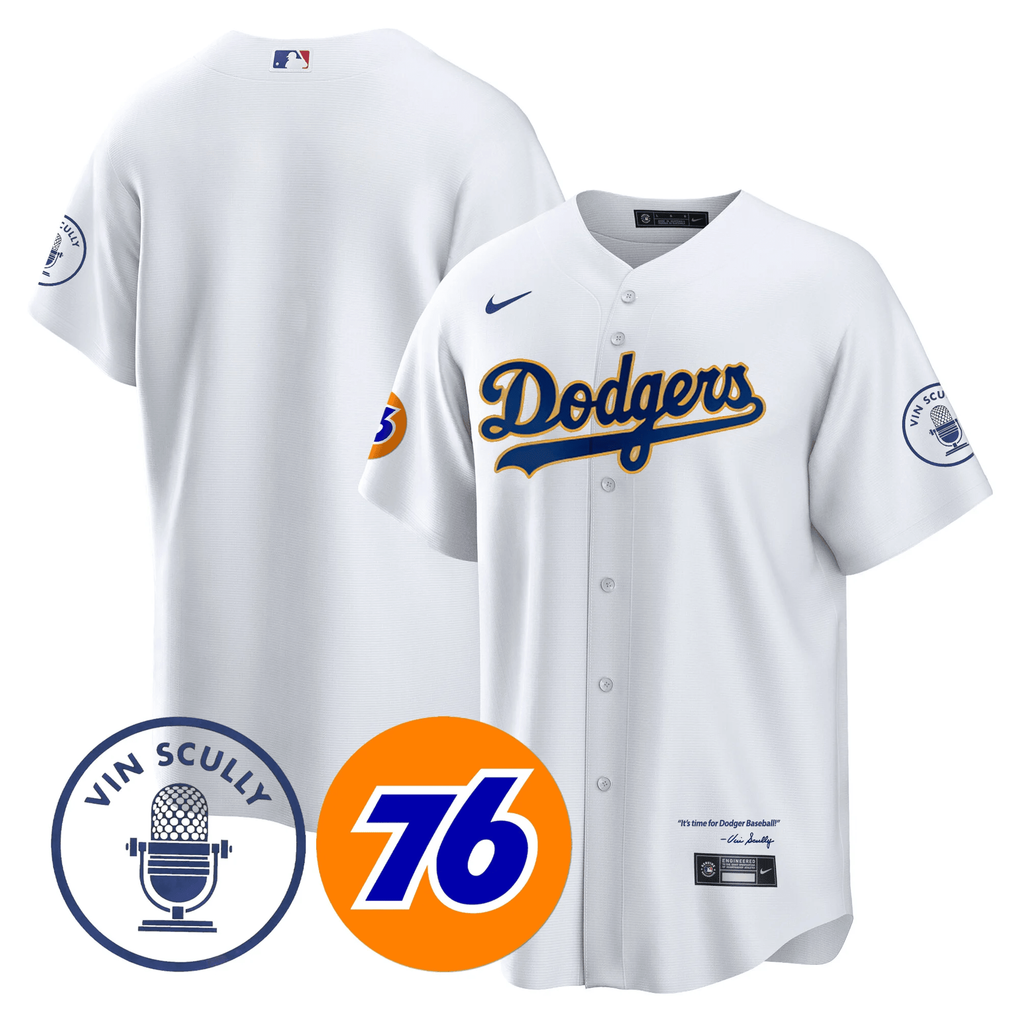 Men's Los Angeles Dodgers Vin Scully 76 Patch Gold Trim Player Jersey - All Stitched - Image 18