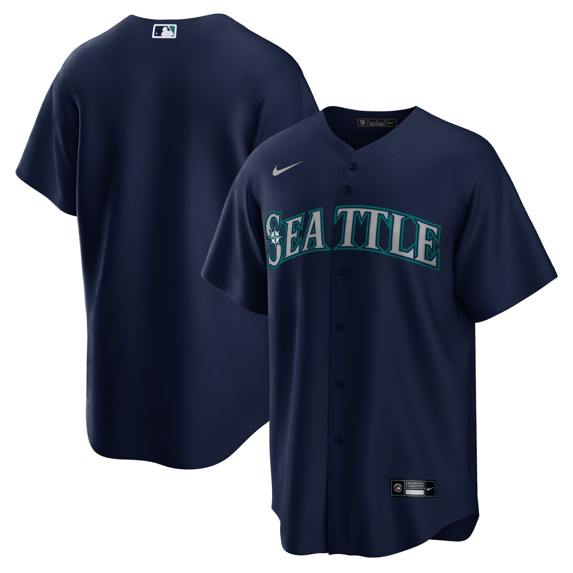 Seattle Mariners Cool Base Jersey - Navy - All Stitched - Image 3