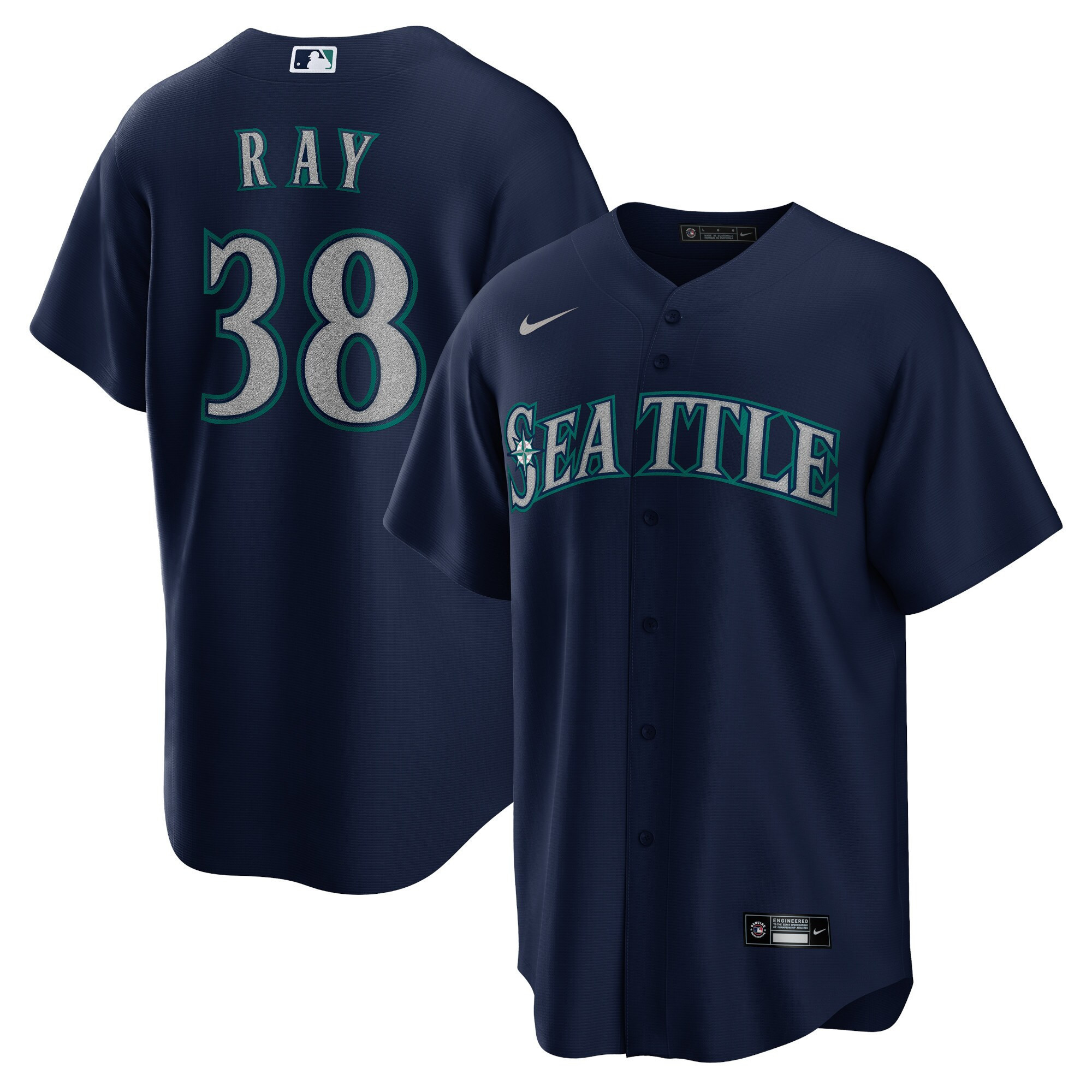 Seattle Mariners Cool Base Jersey - Navy - All Stitched - Image 2