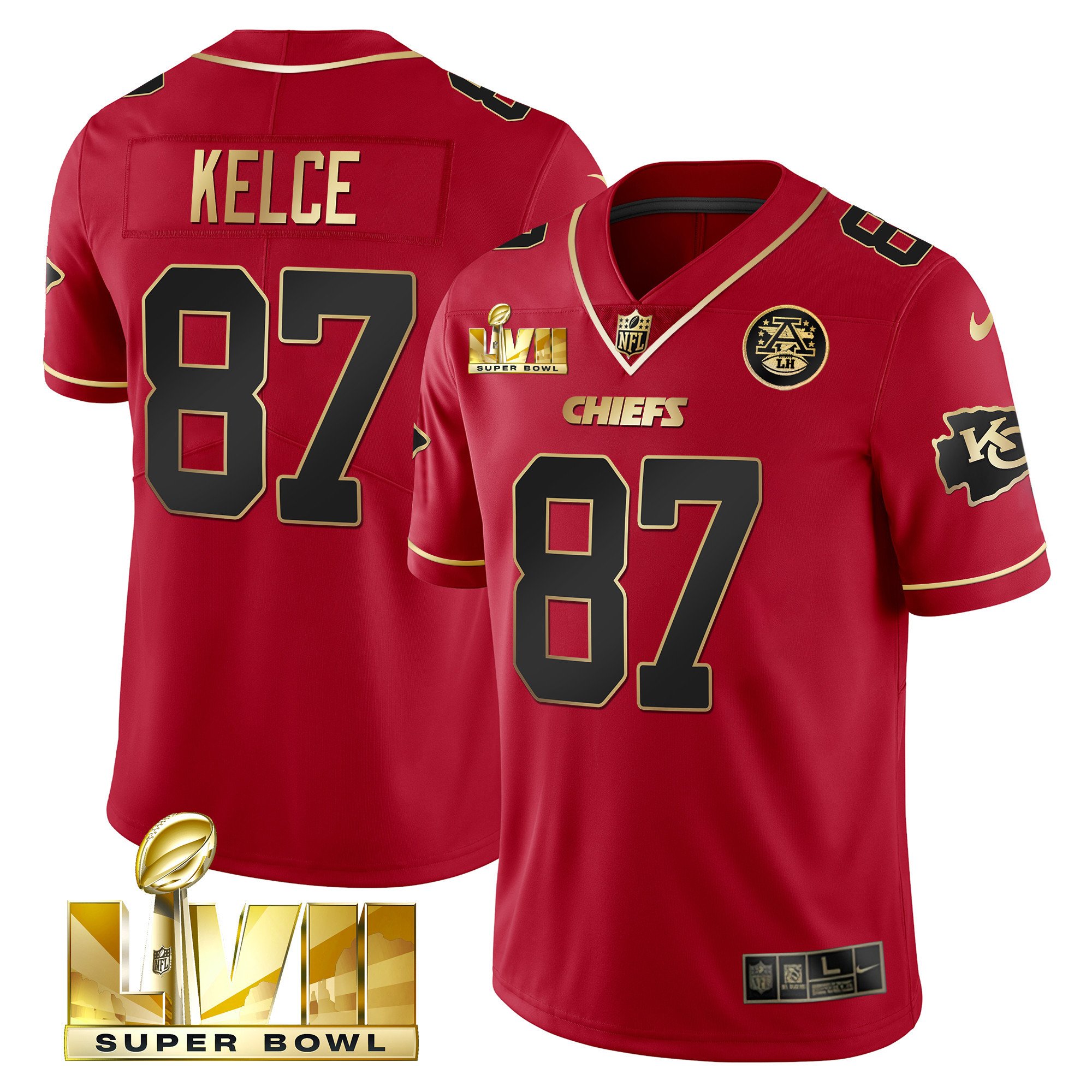 Men's Chiefs Super Bowl Vapor Gold Jersey V2- All Stitched - Image 8