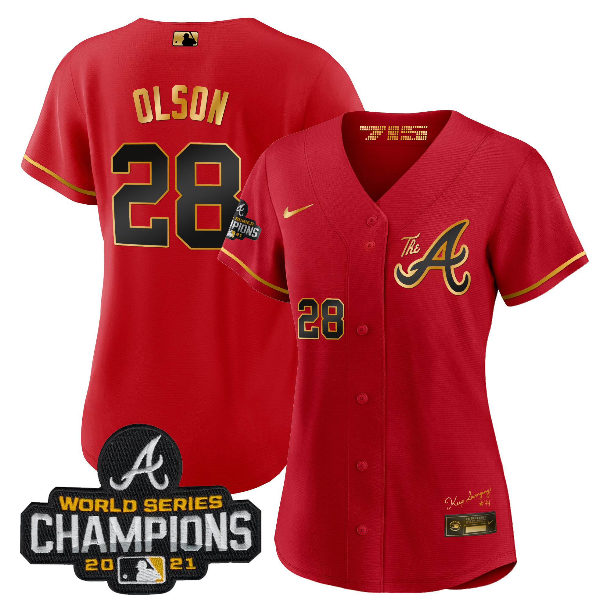 Women's Atlanta Braves Champions City Connect Gold Jersey - All Stitched - Image 25