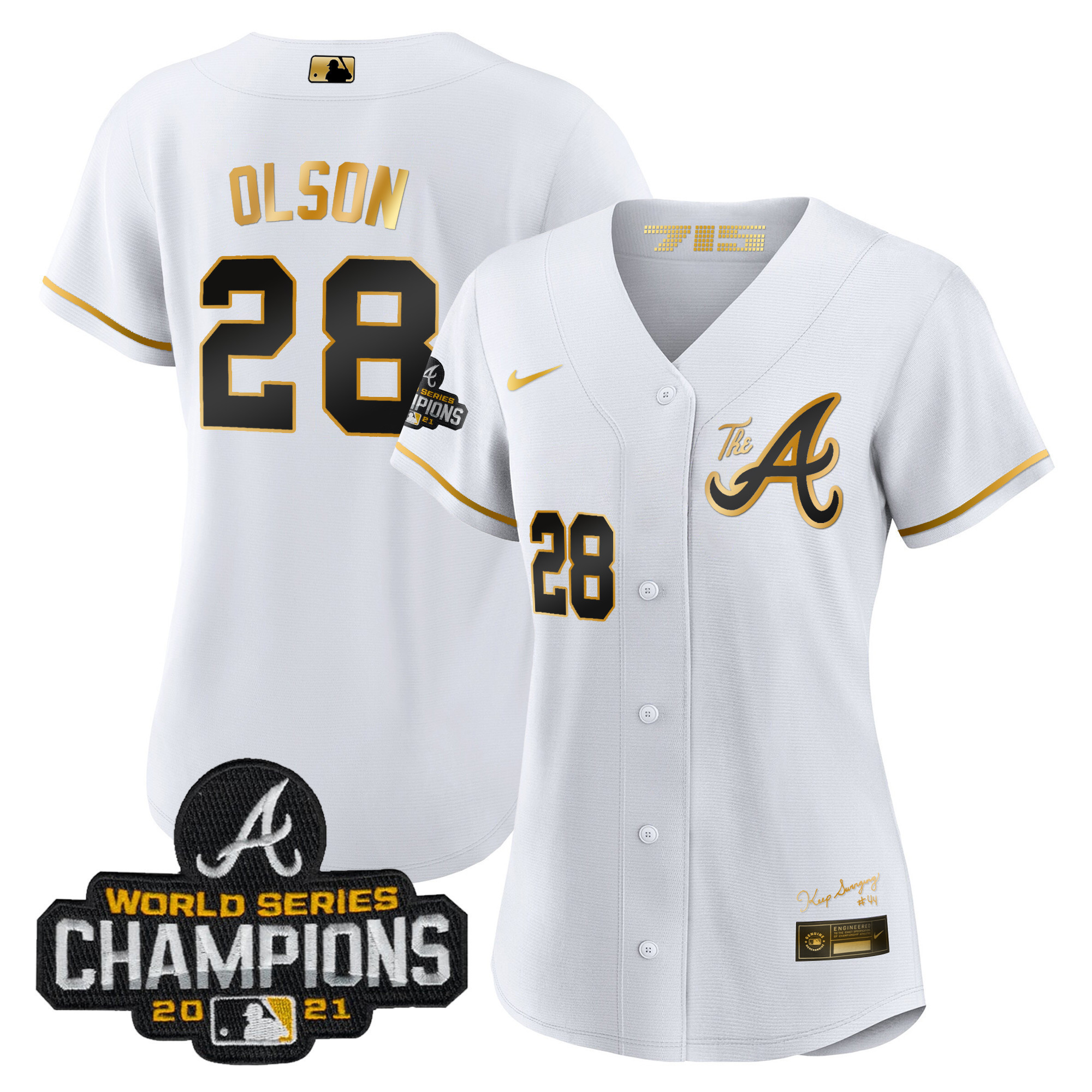 Women's Atlanta Braves Champions City Connect Gold Jersey - All Stitched - Image 5