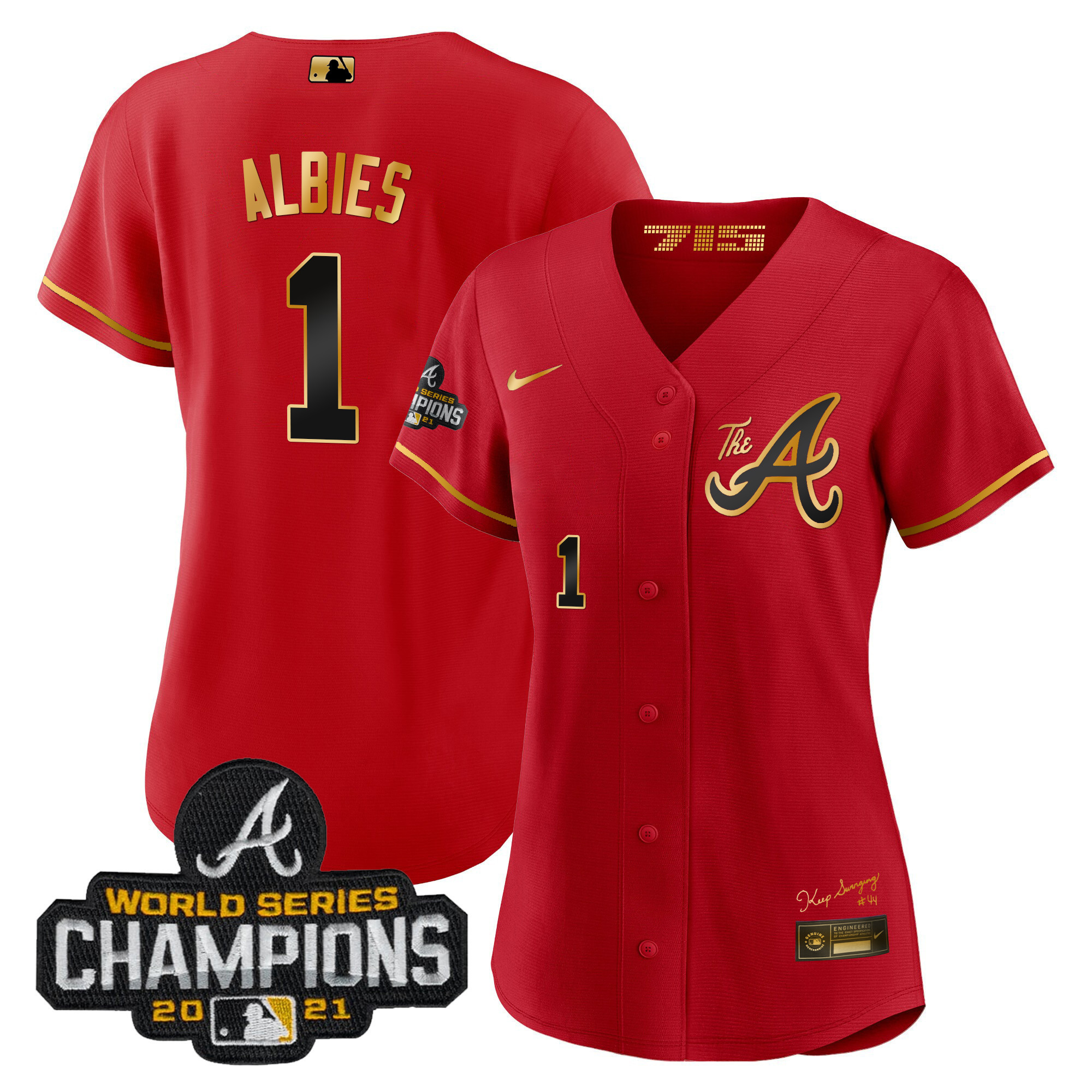 Women's Atlanta Braves Champions City Connect Gold Jersey - All Stitched - Image 26